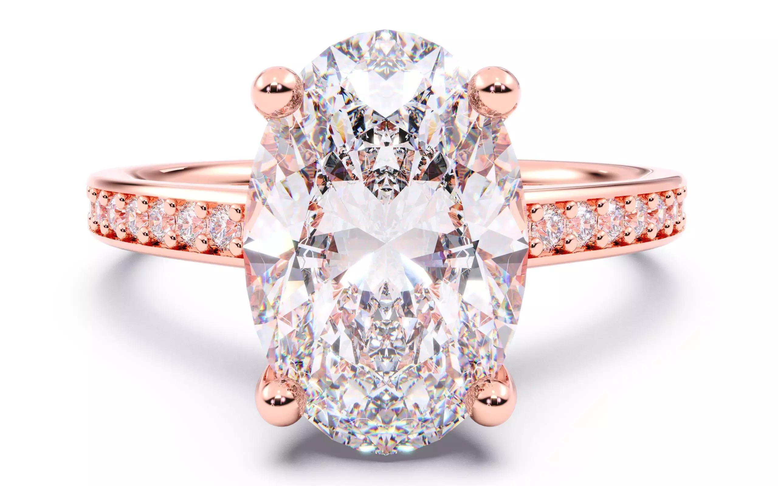 Oval Diamond Channel Setting Solitaire Ring 3D print model_0