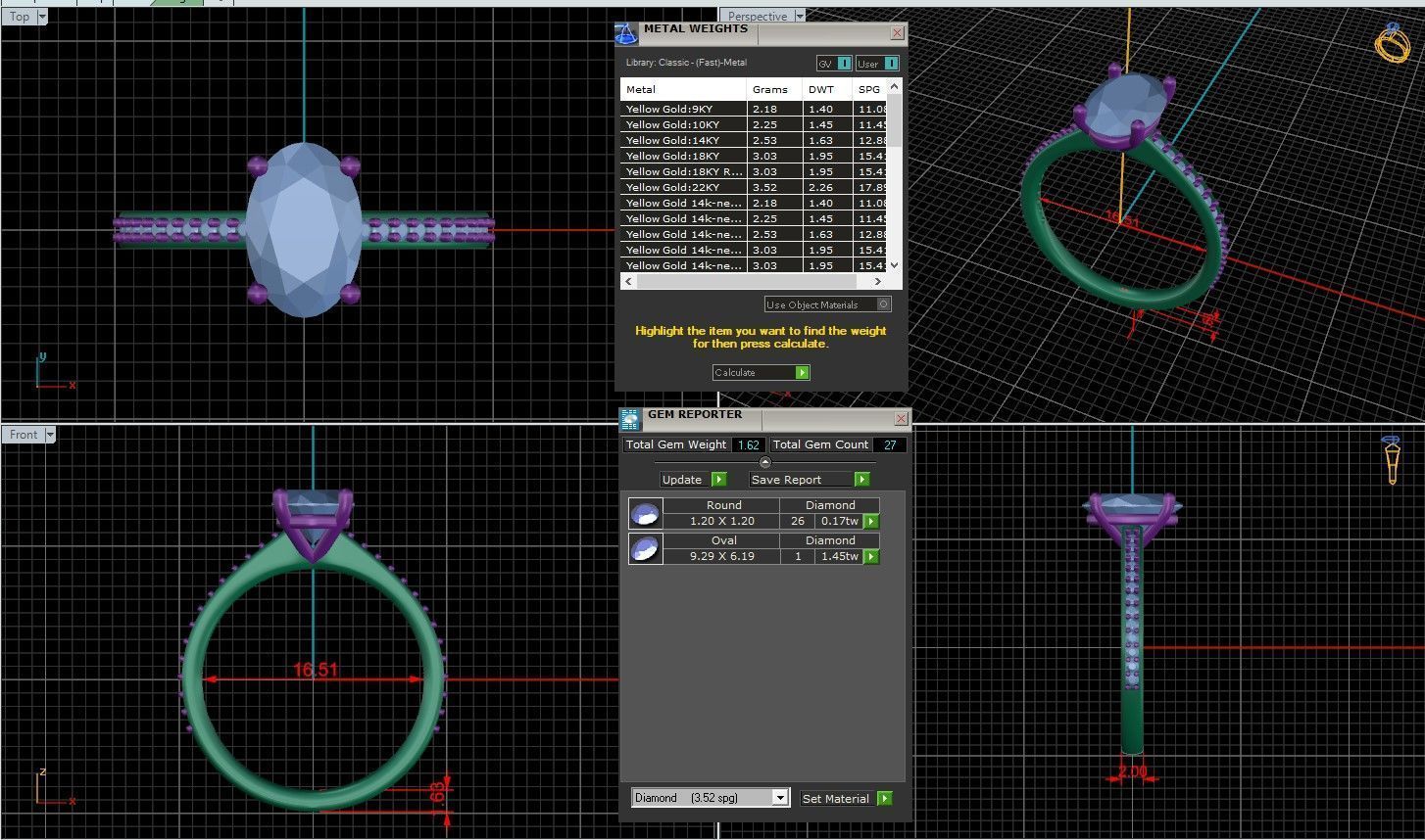 Oval Diamond Channel Setting Solitaire Ring 3D print model_1
