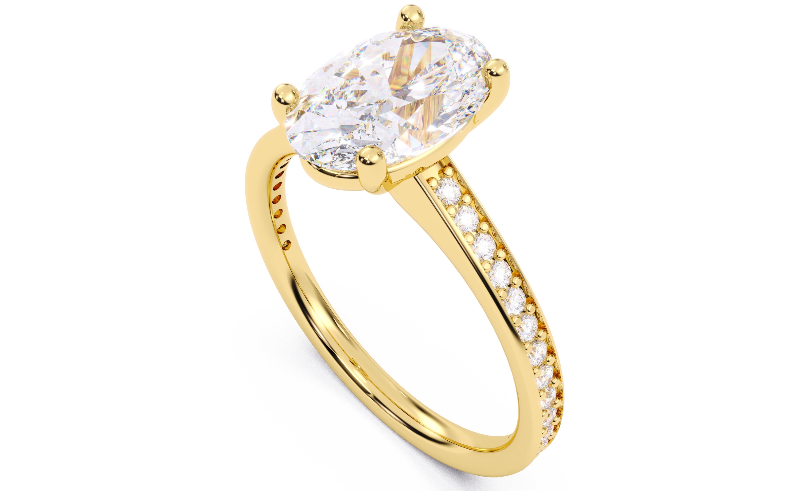 Oval Diamond Channel Setting Solitaire Ring 3D print model_20
