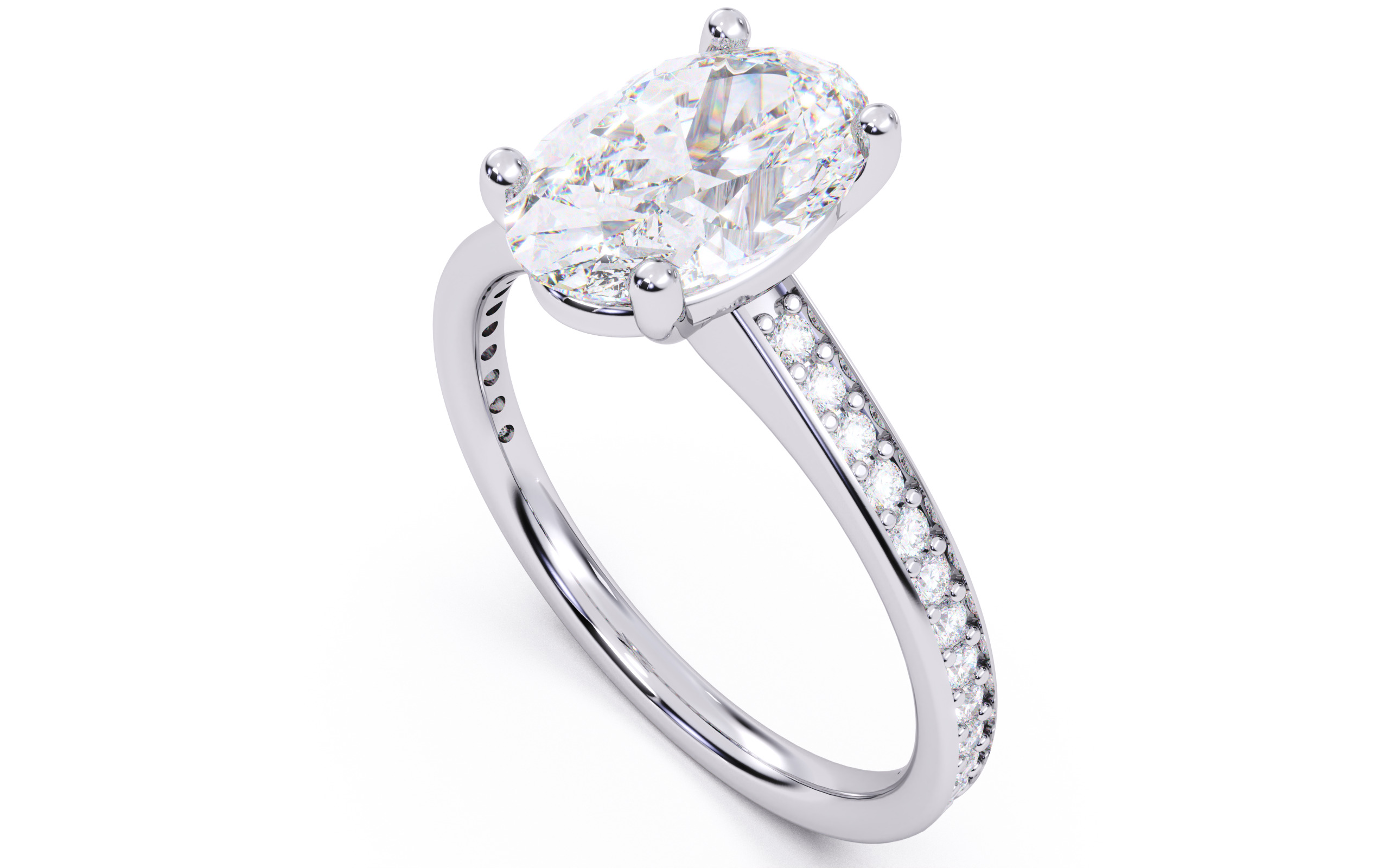 Oval Diamond Channel Setting Solitaire Ring 3D print model_5