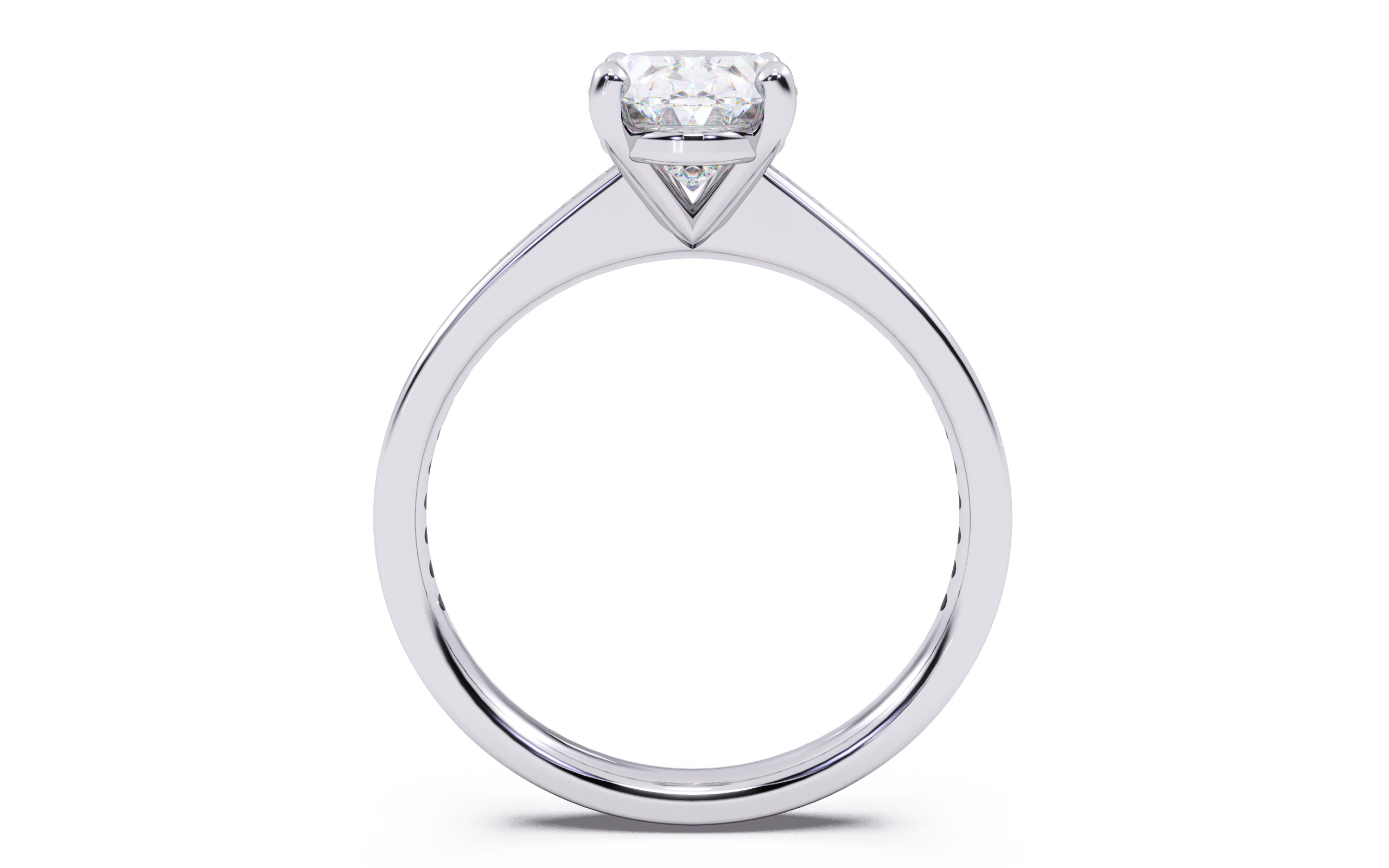 Oval Diamond Channel Setting Solitaire Ring 3D print model_6