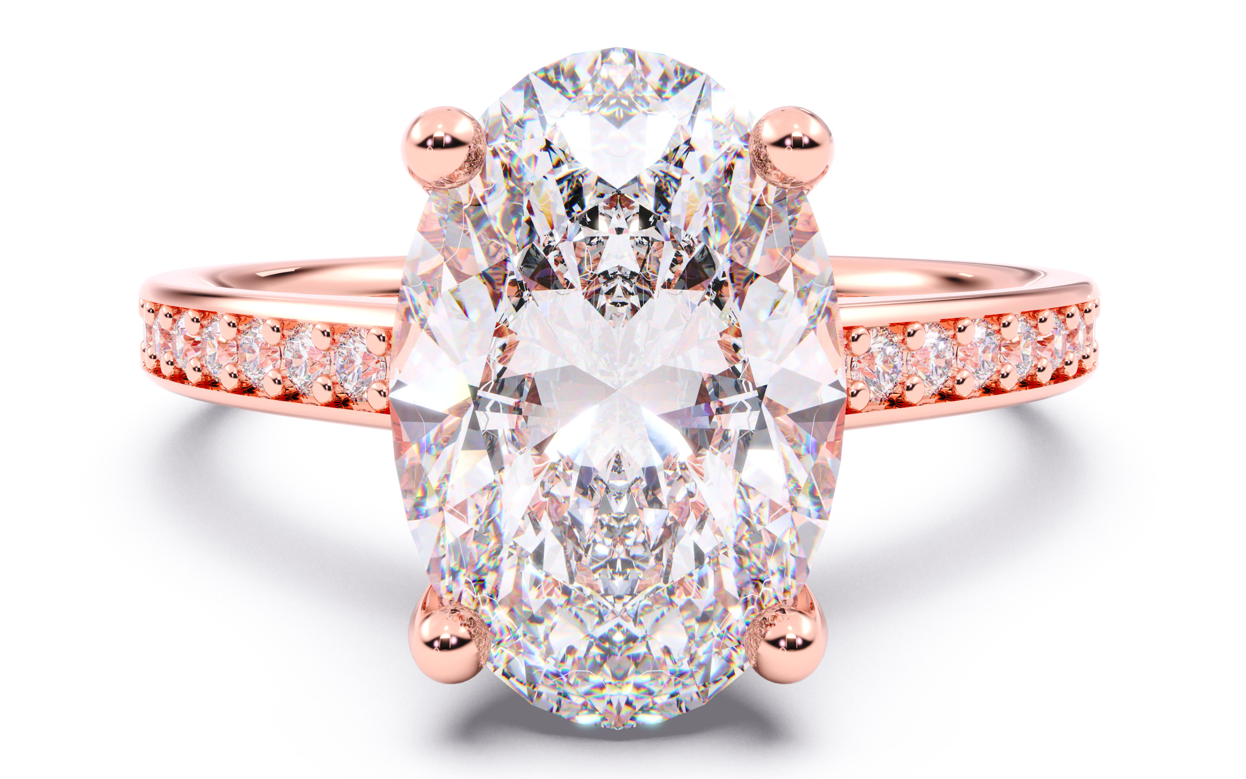 Oval Diamond Channel Setting Solitaire Ring 3D print model_13