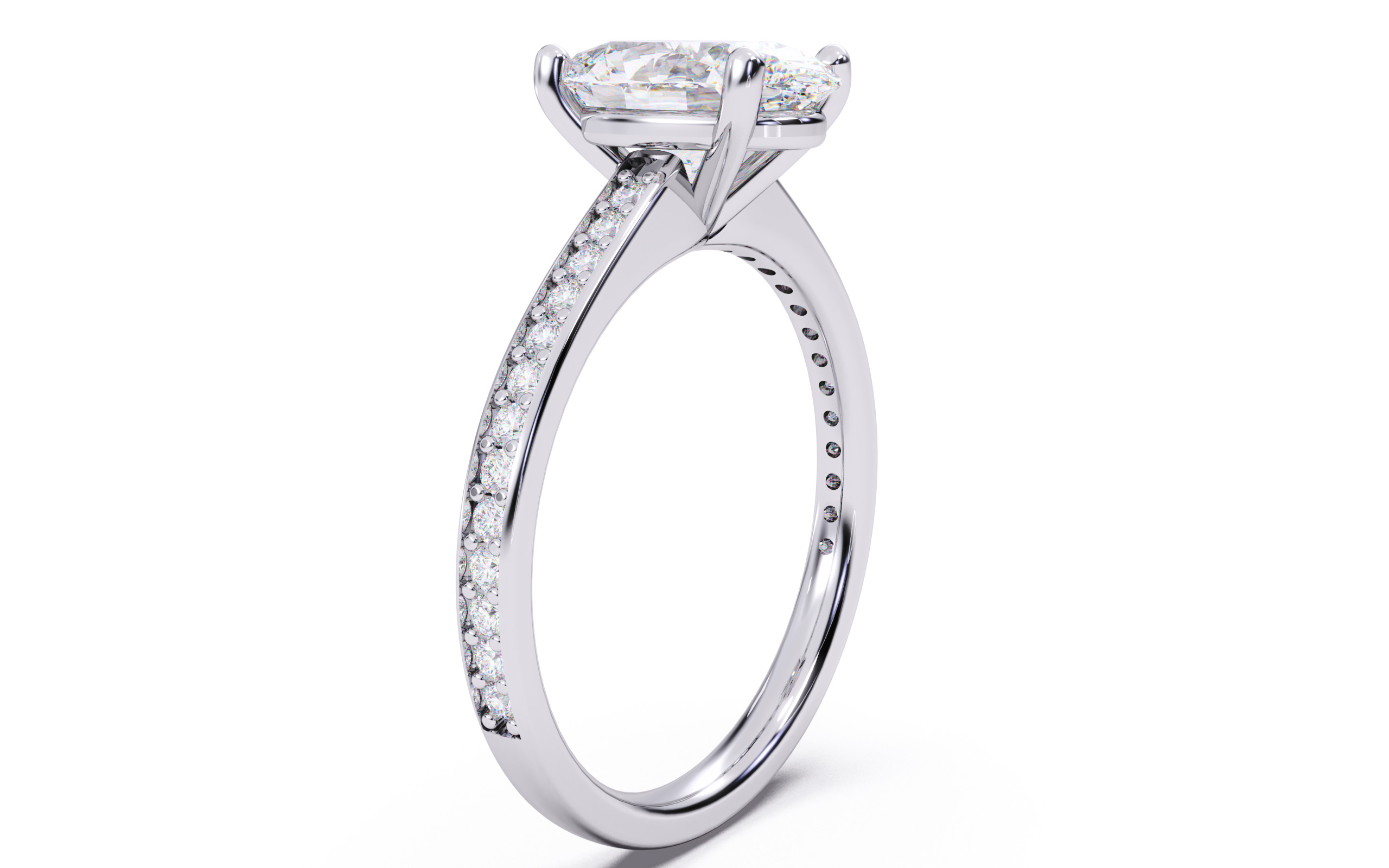 Oval Diamond Channel Setting Solitaire Ring 3D print model_15