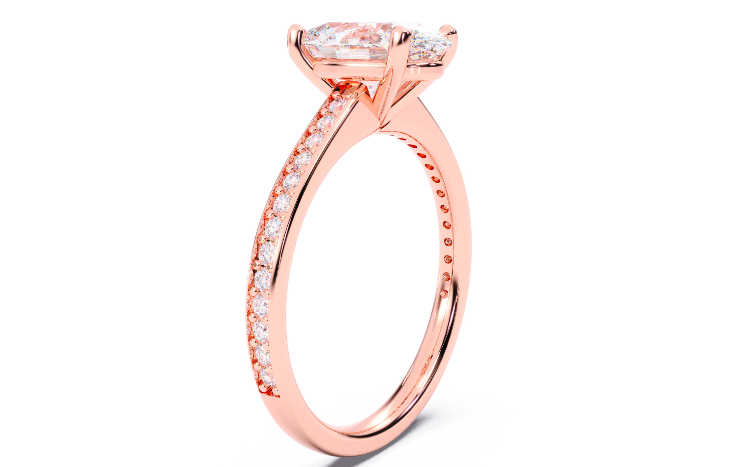 Oval Diamond Channel Setting Solitaire Ring 3D print model_16