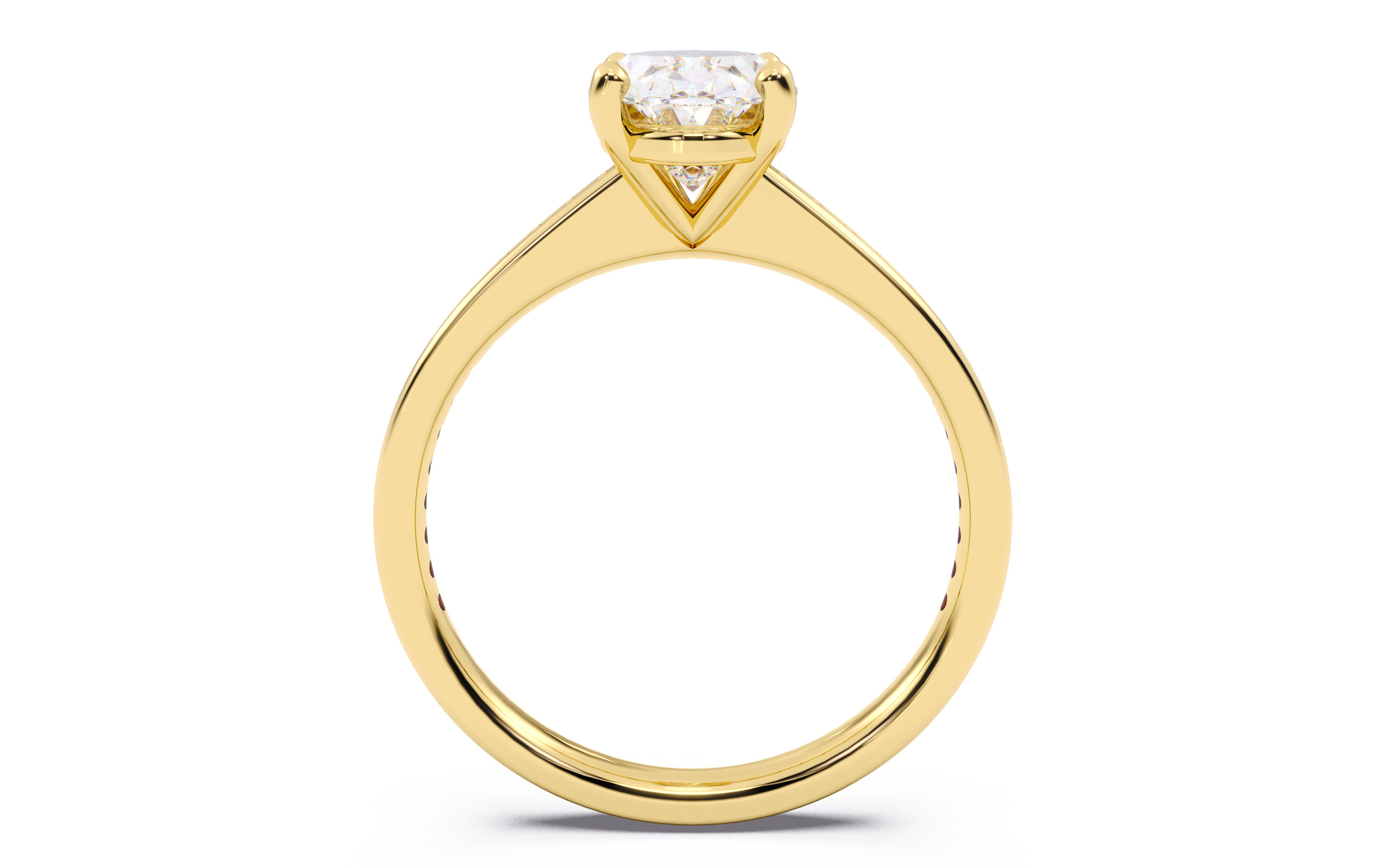 Oval Diamond Channel Setting Solitaire Ring 3D print model_8