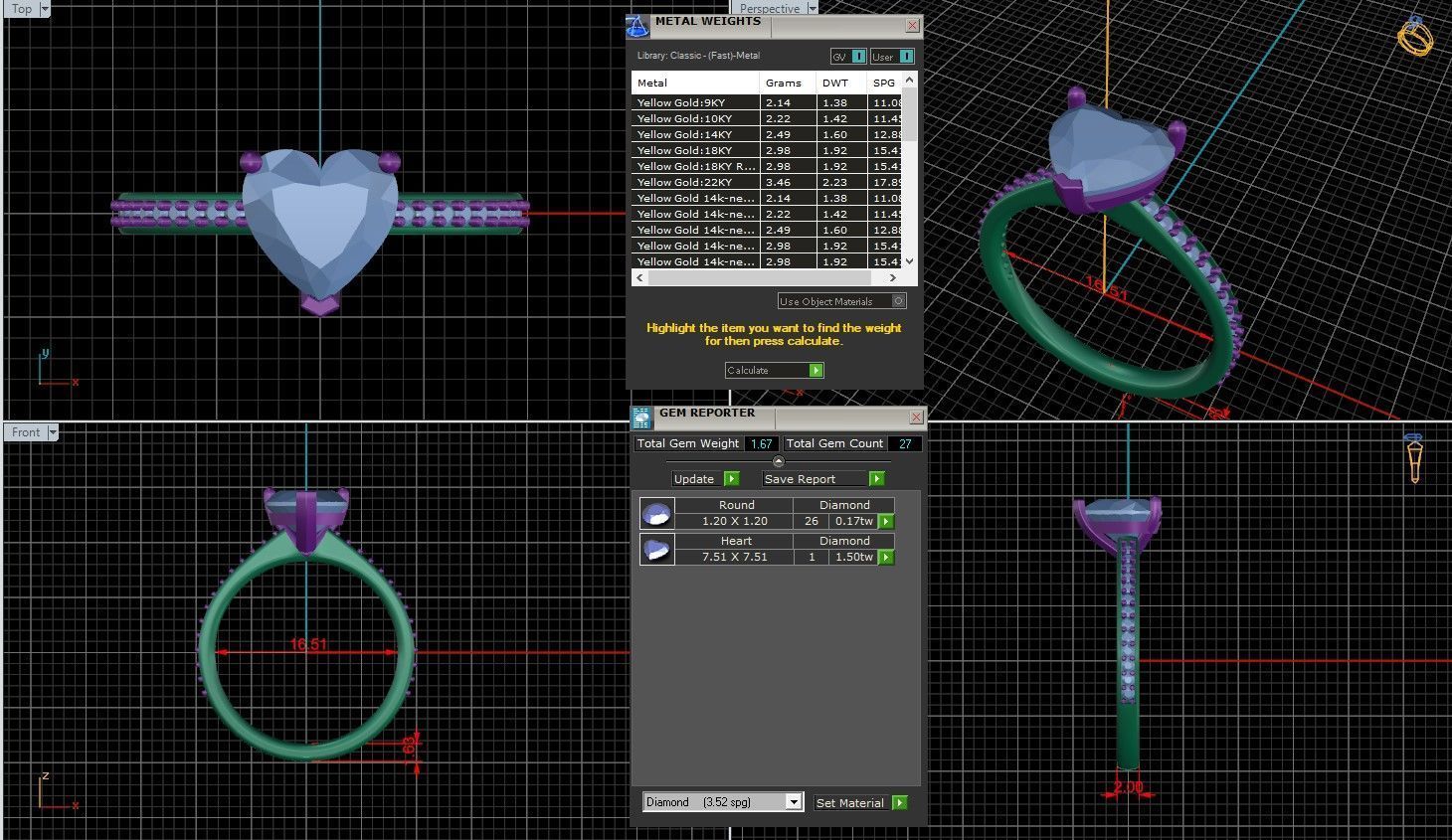 Heart Diamond Channel Setting Solitaire Ring  3D print model_3