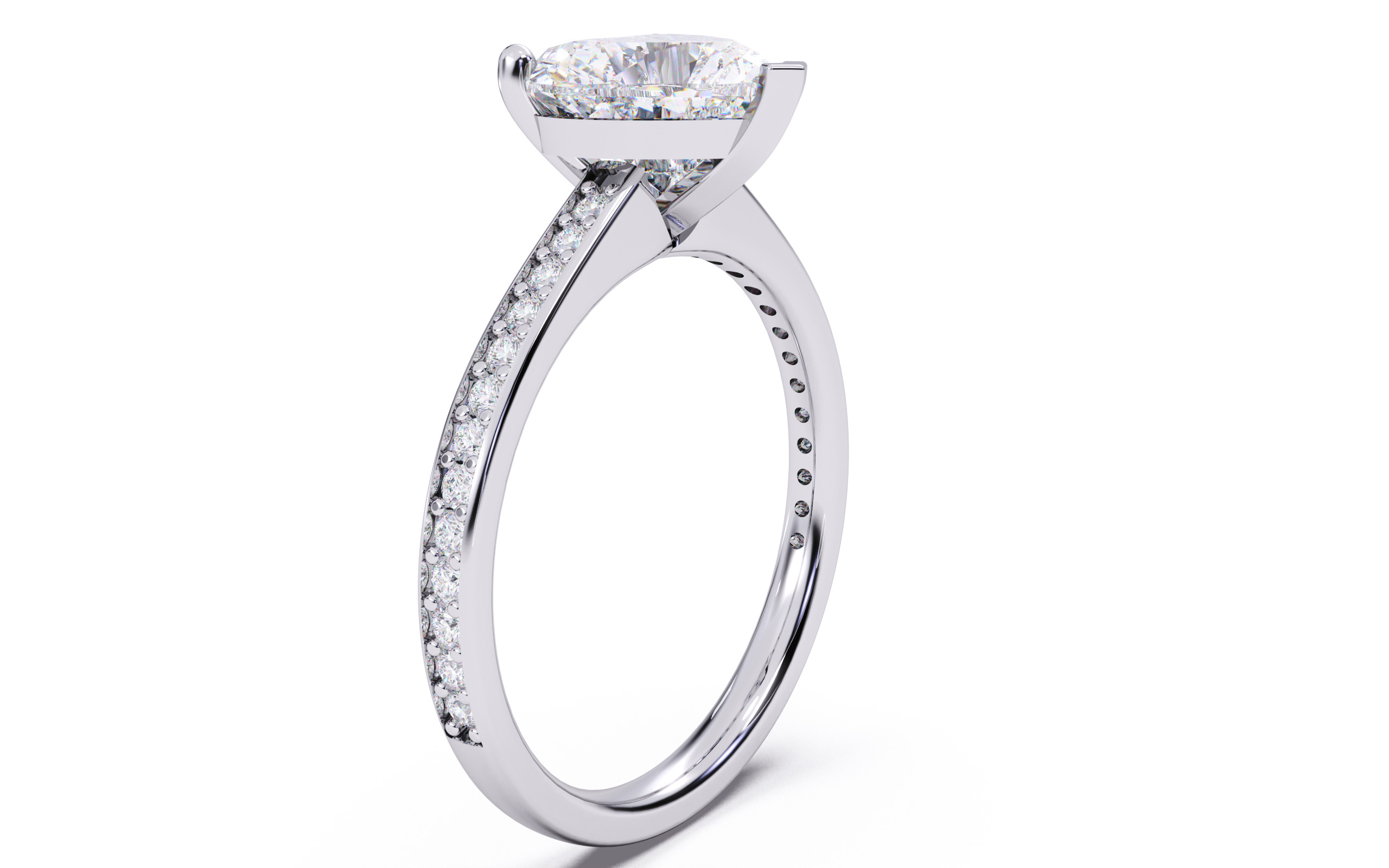Heart Diamond Channel Setting Solitaire Ring  3D print model_19