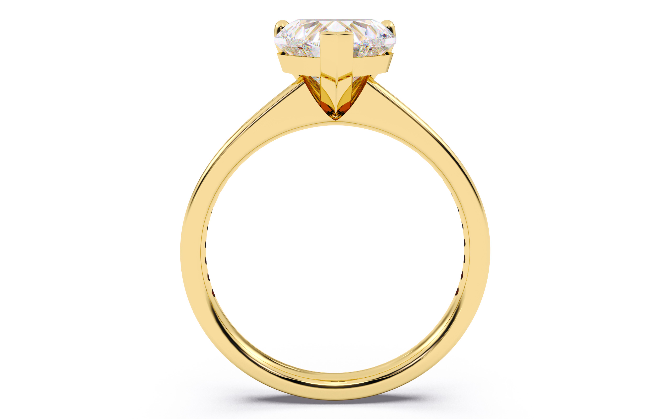 Heart Diamond Channel Setting Solitaire Ring  3D print model_11