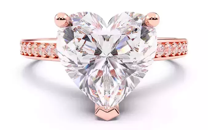 Heart Diamond Channel Setting Solitaire Ring  3D print model