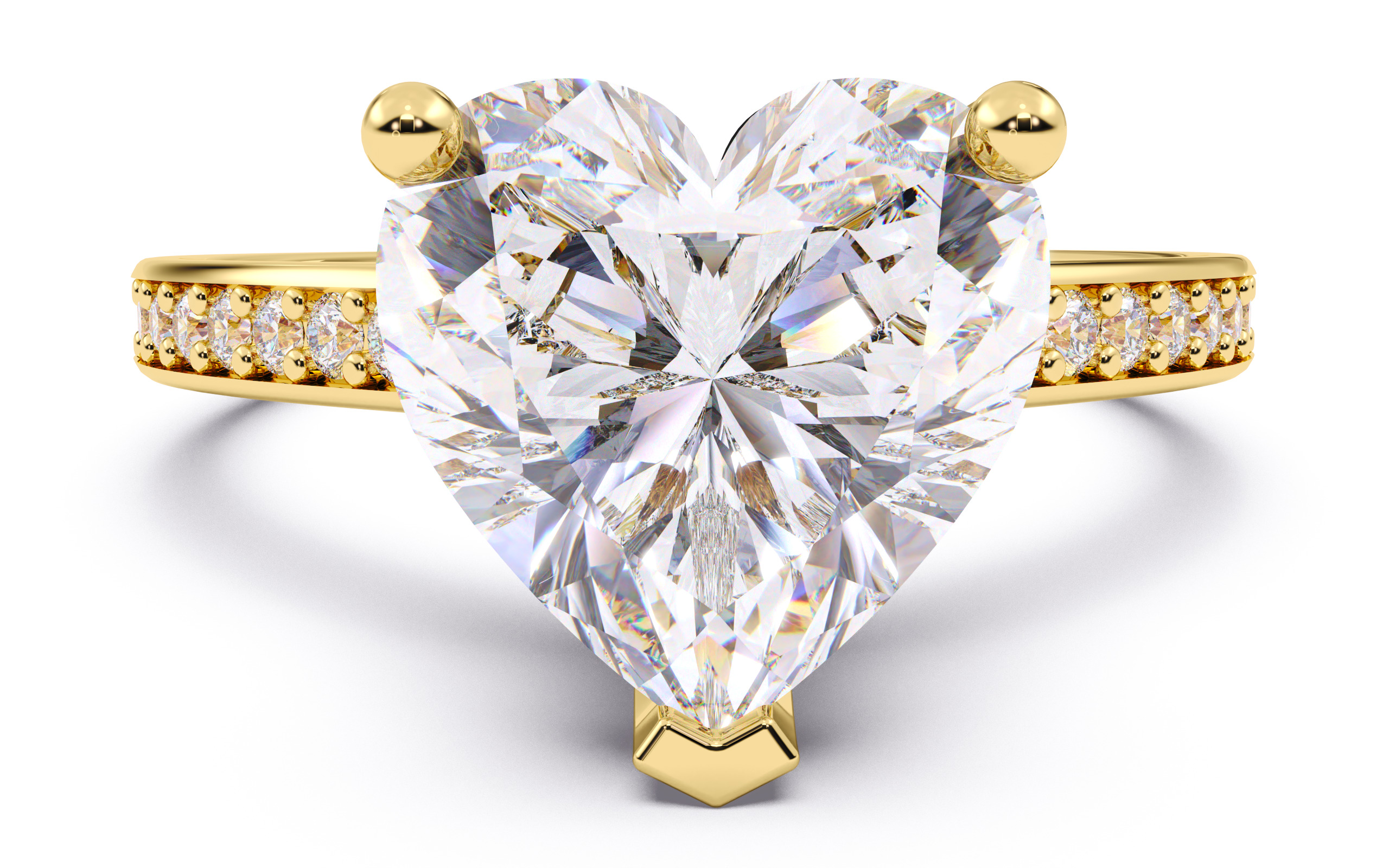 Heart Diamond Channel Setting Solitaire Ring  3D print model_16