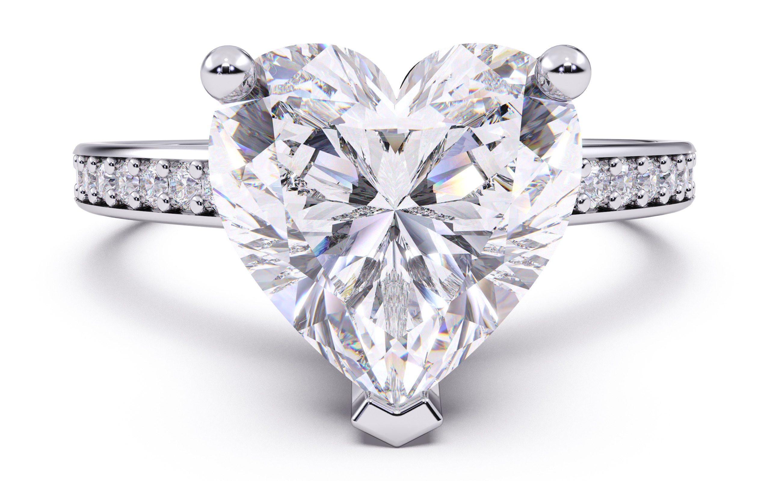 Heart Diamond Channel Setting Solitaire Ring  3D print model_15