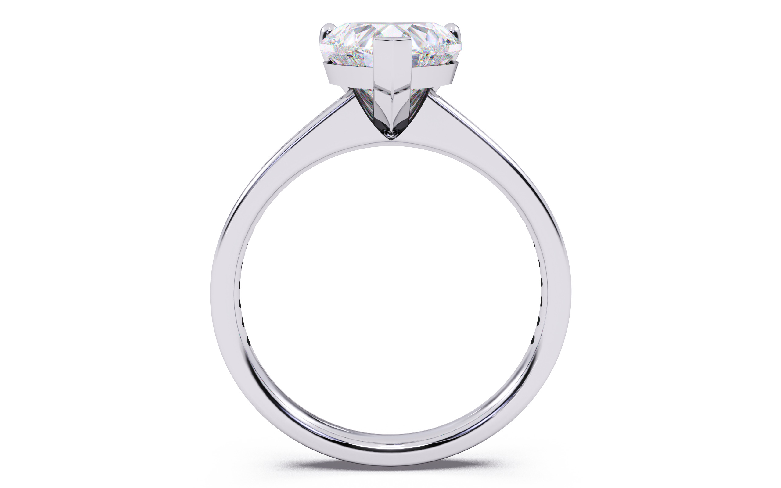 Heart Diamond Channel Setting Solitaire Ring  3D print model_12
