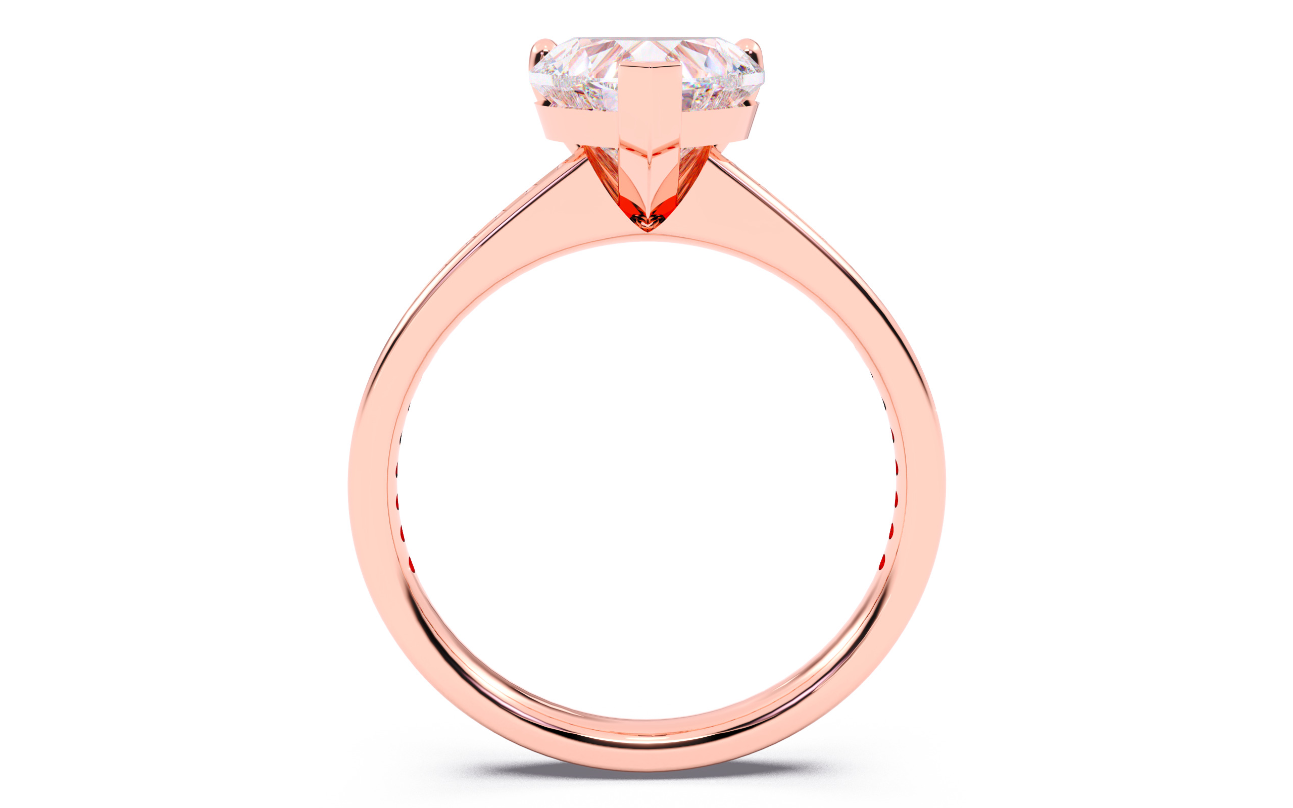Heart Diamond Channel Setting Solitaire Ring  3D print model_8