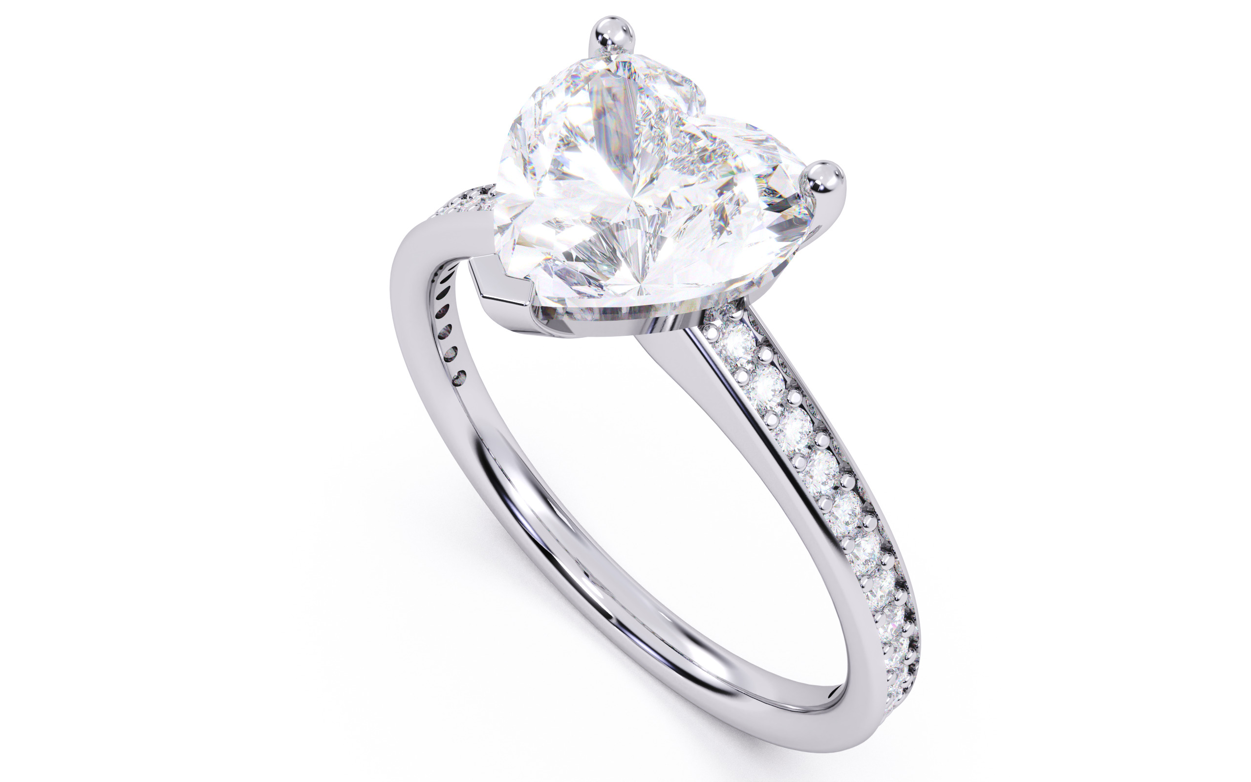 Heart Diamond Channel Setting Solitaire Ring  3D print model_5