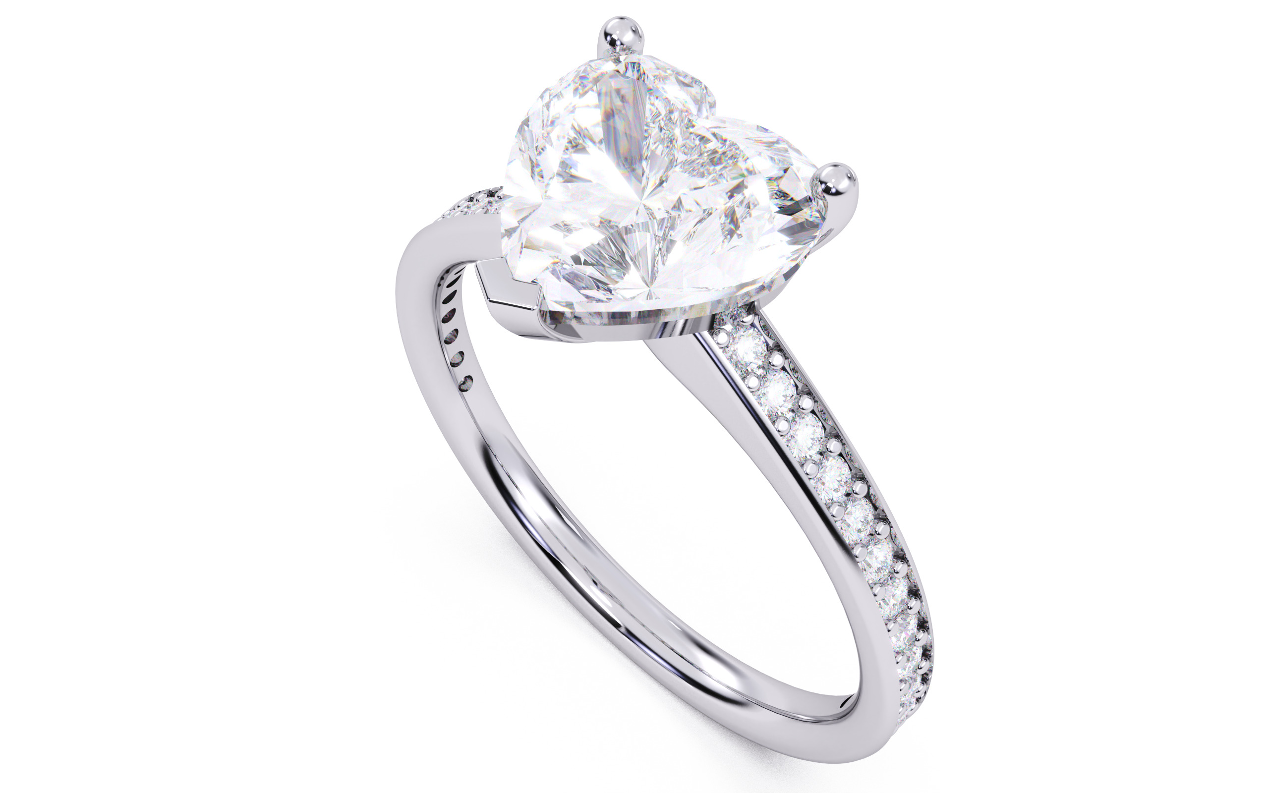 Heart Diamond Channel Setting Solitaire Ring  3D print model_24