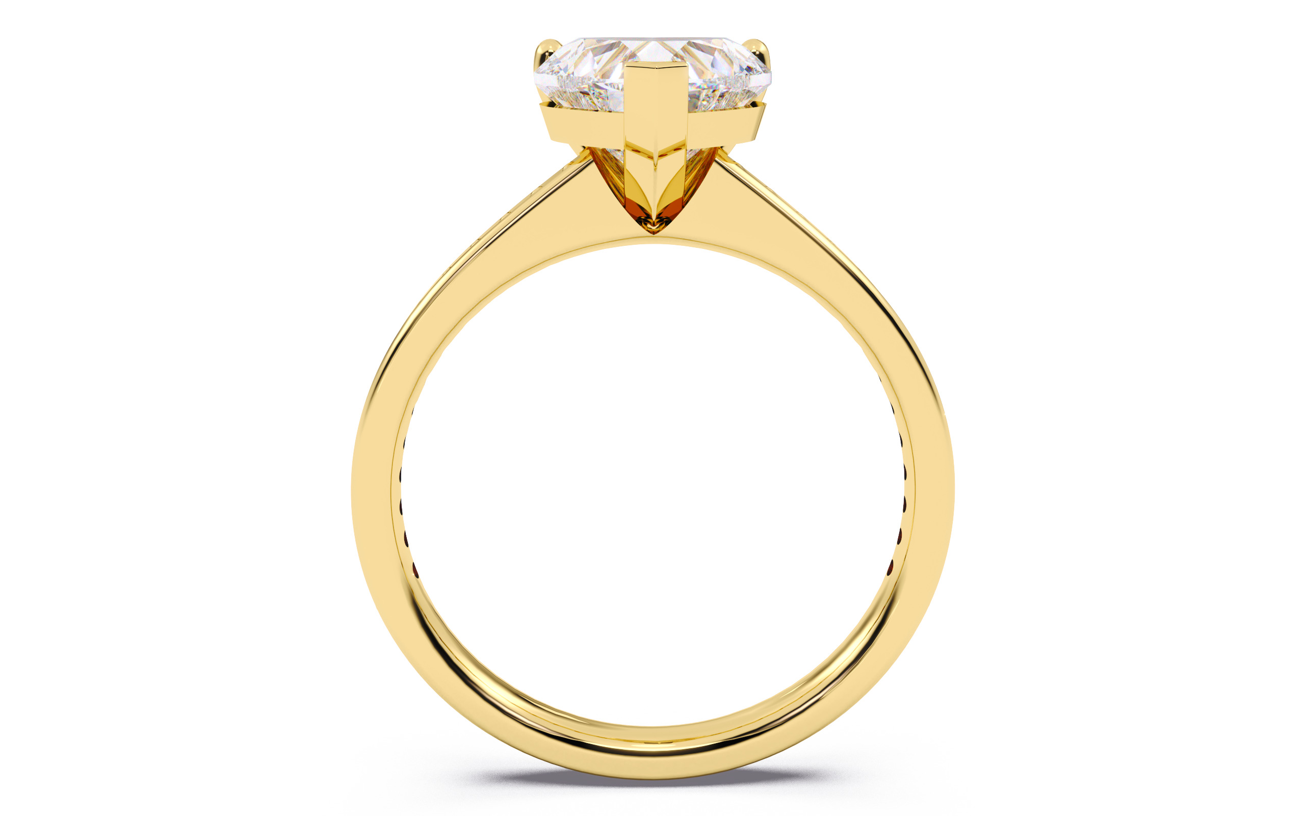 Heart Diamond Channel Setting Solitaire Ring  3D print model_10
