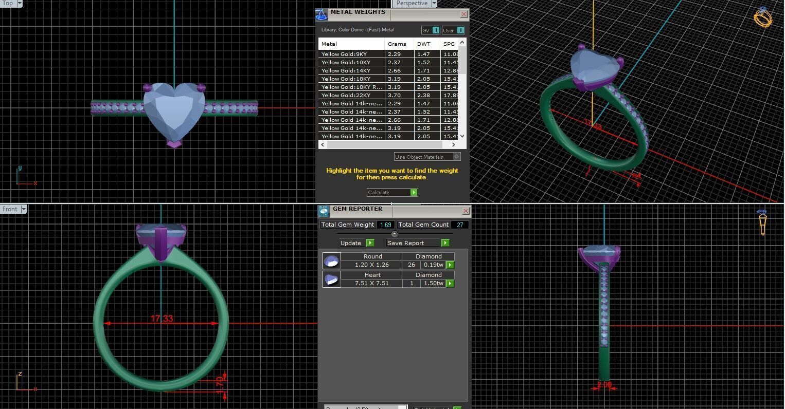 Heart Diamond Channel Setting Solitaire Ring  3D print model_25