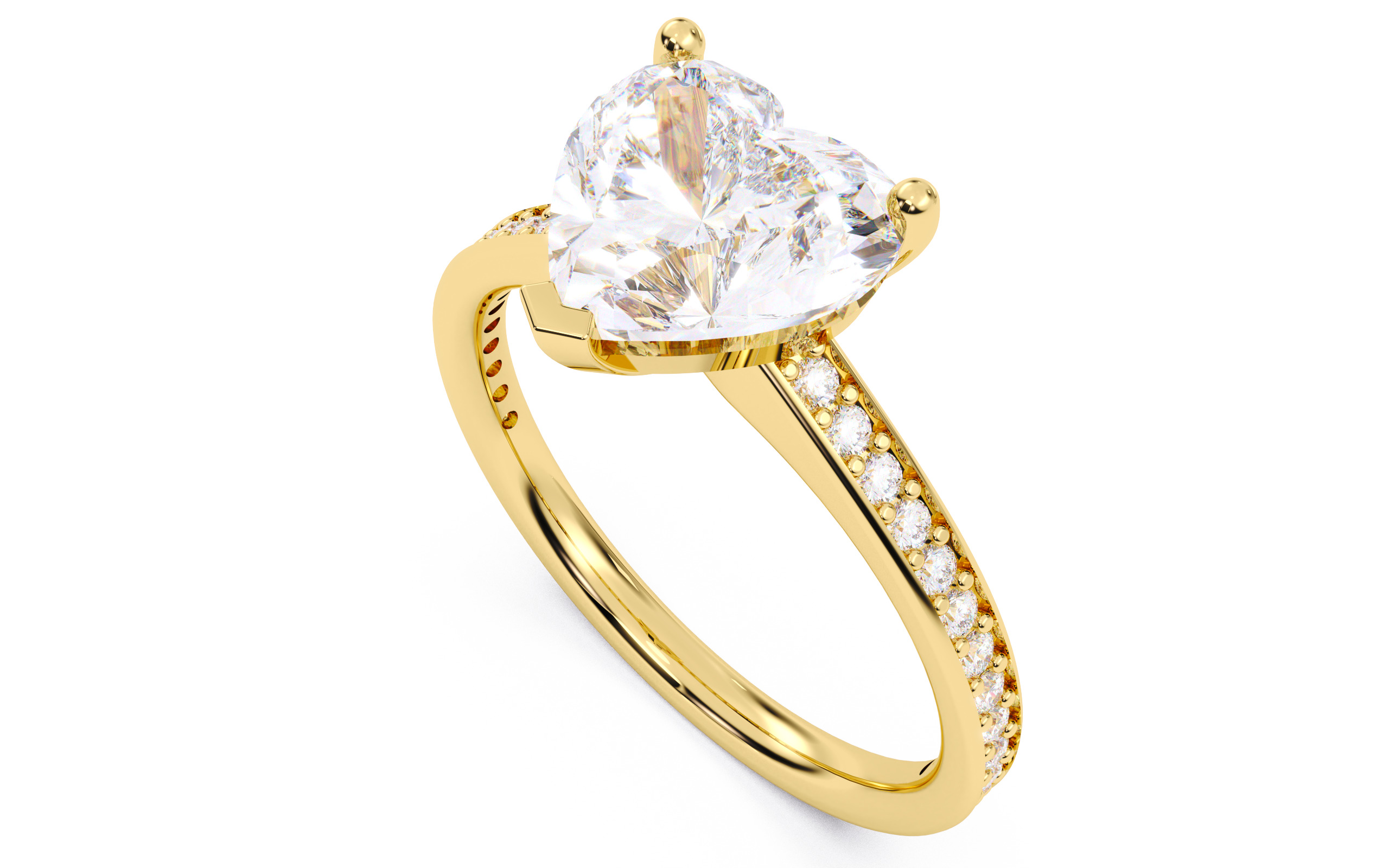 Heart Diamond Channel Setting Solitaire Ring  3D print model_22