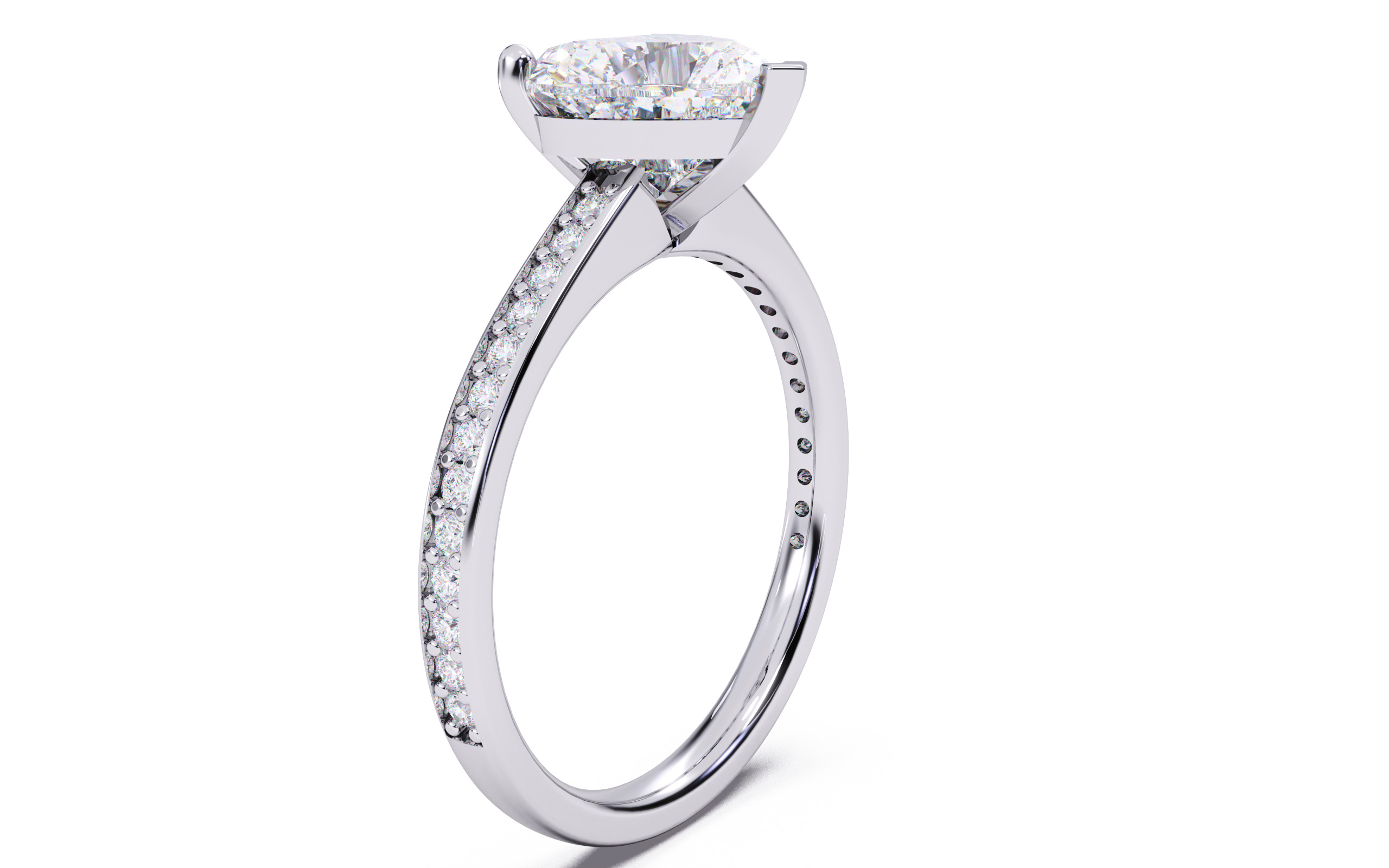 Heart Diamond Channel Setting Solitaire Ring  3D print model_18