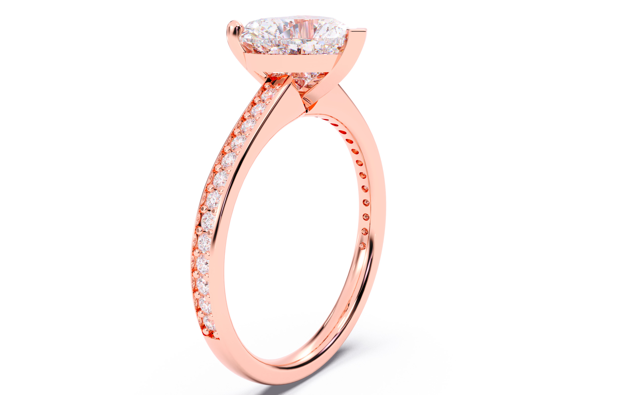 Heart Diamond Channel Setting Solitaire Ring  3D print model_14
