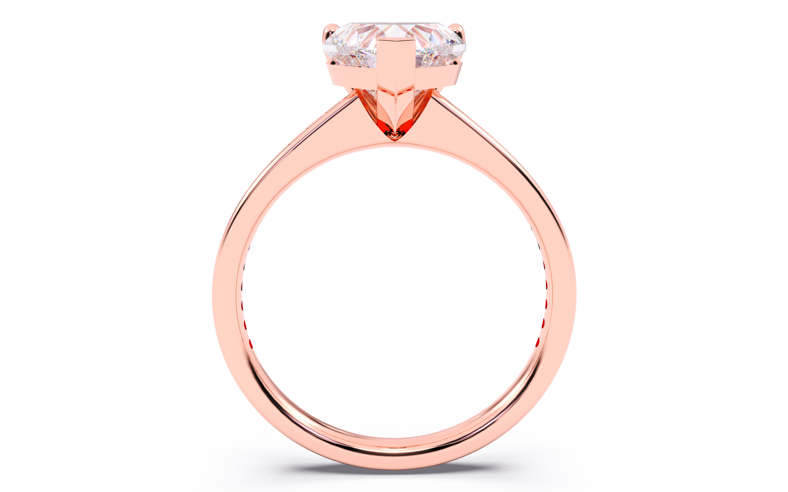 Heart Diamond Channel Setting Solitaire Ring  3D print model_9