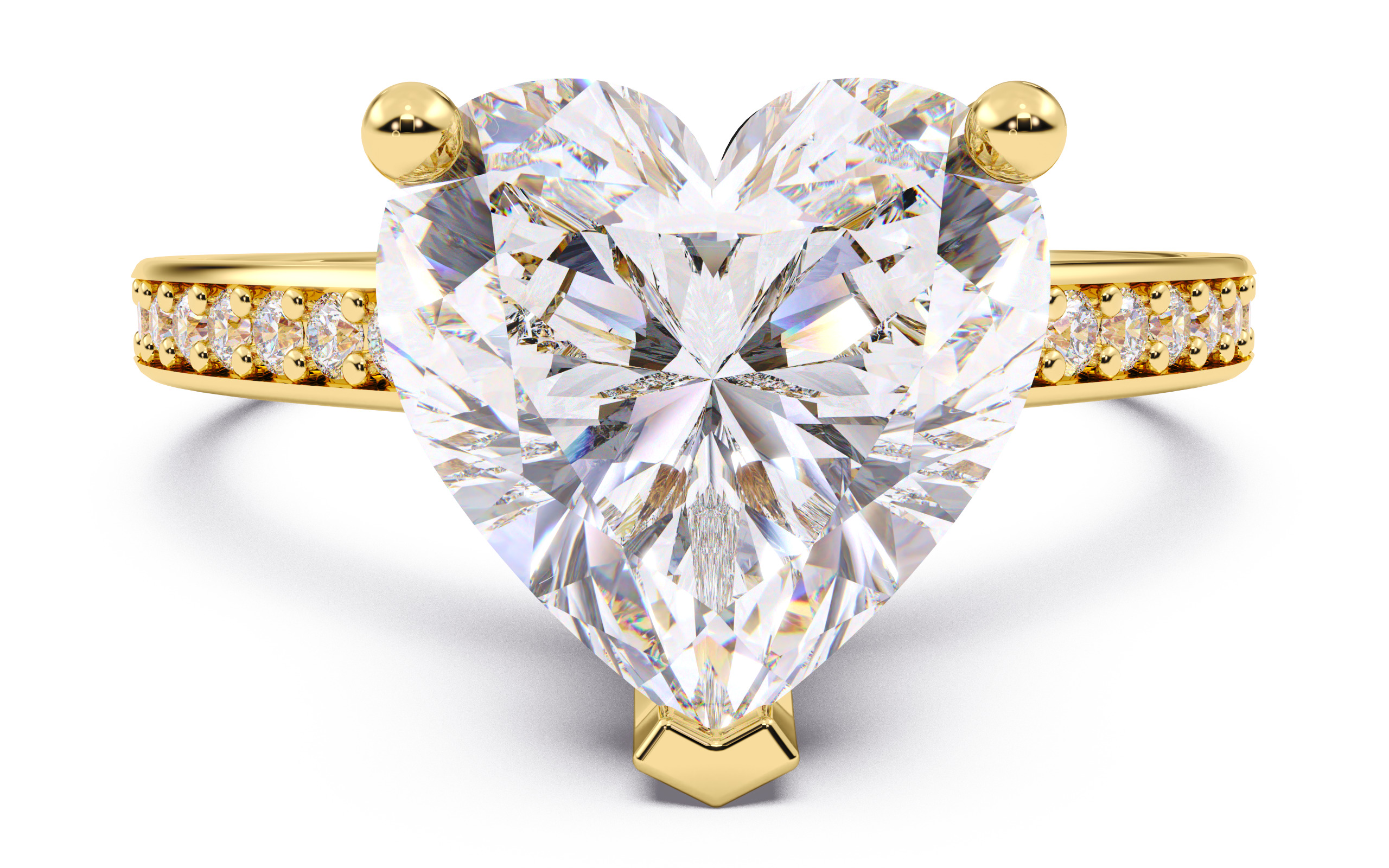 Heart Diamond Channel Setting Solitaire Ring  3D print model_1