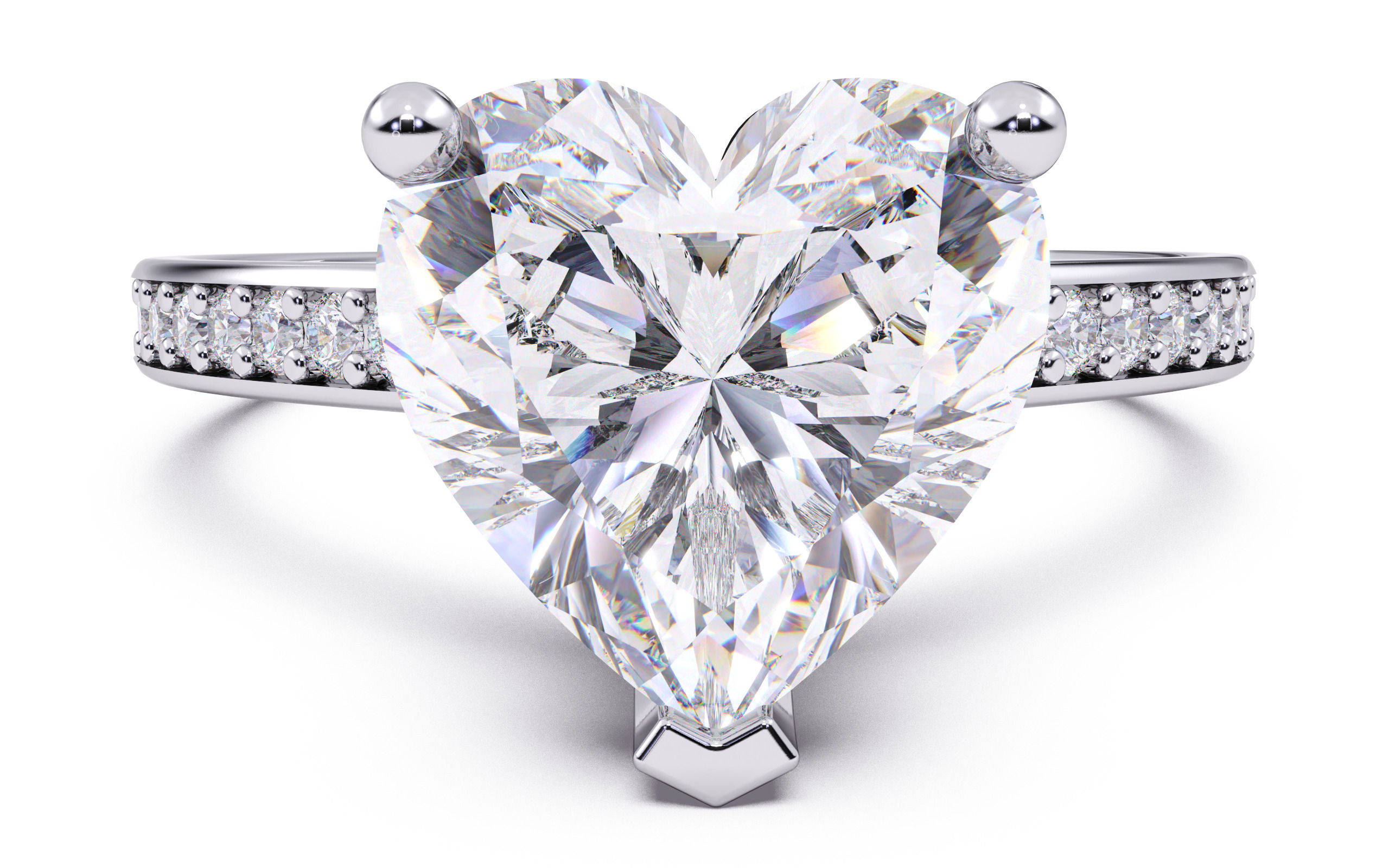 Heart Diamond Channel Setting Solitaire Ring  3D print model_2