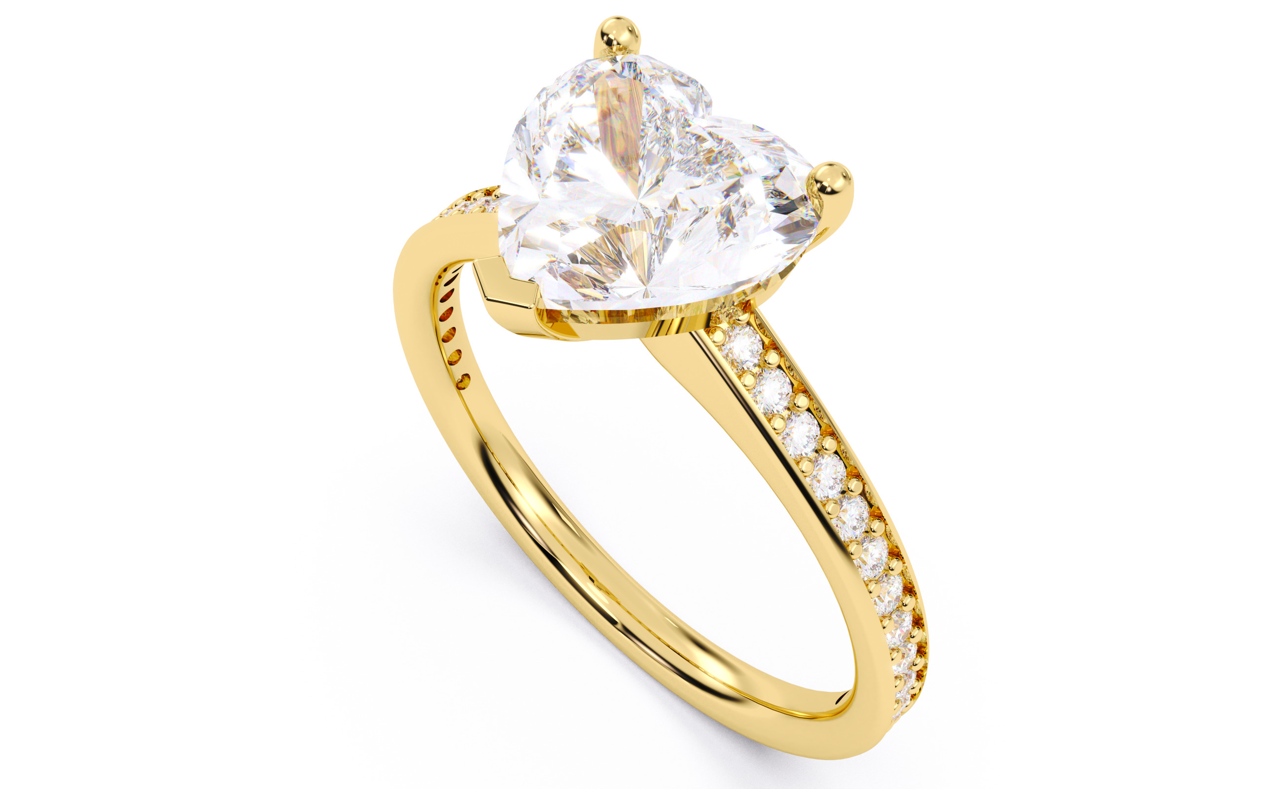 Heart Diamond Channel Setting Solitaire Ring  3D print model_23