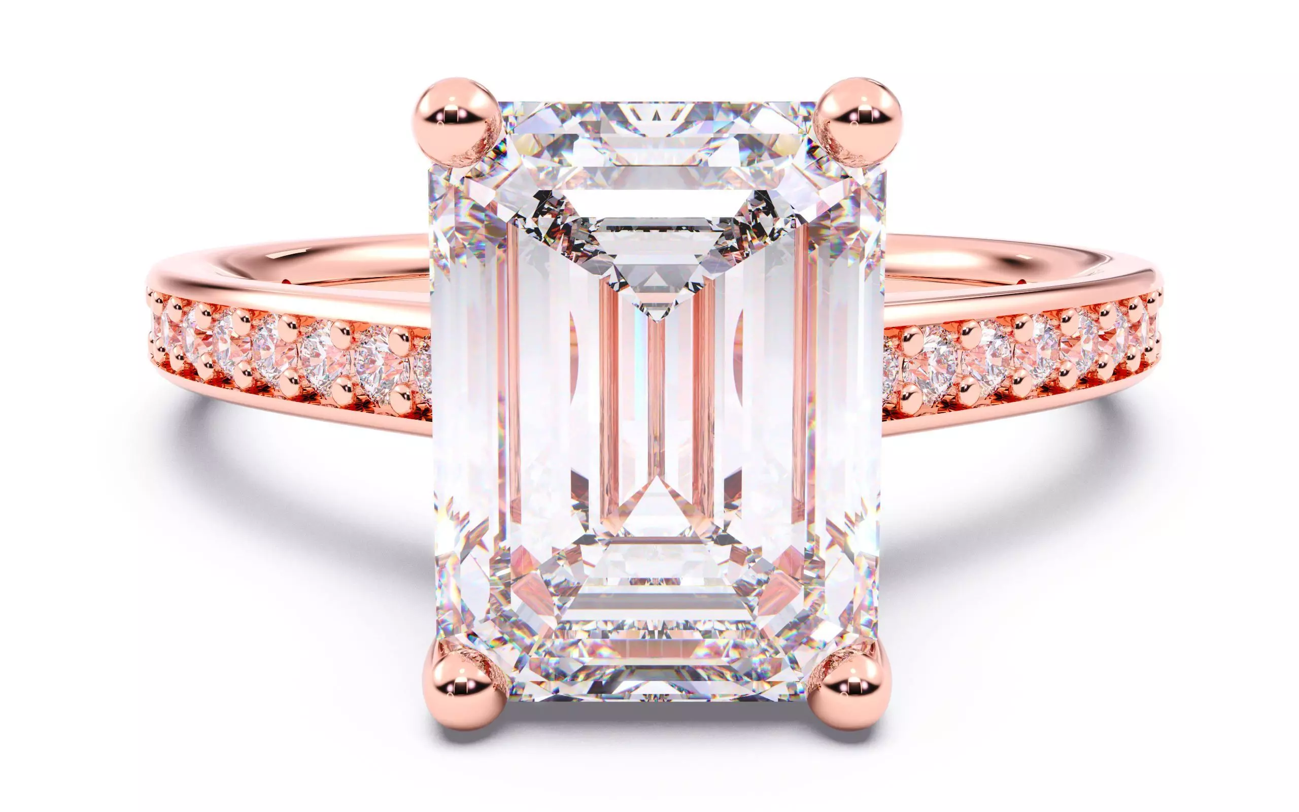 Emerald Diamond Channel Setting Solitaire Ring 3D print model