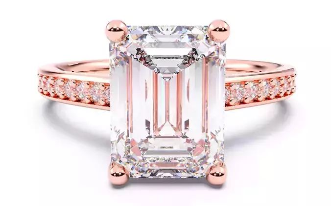 Emerald Diamond Channel Setting Solitaire Ring  3D print model