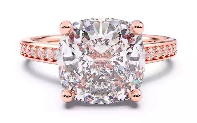 Cushion Diamond Channel Setting Solitaire Ring 3D print model