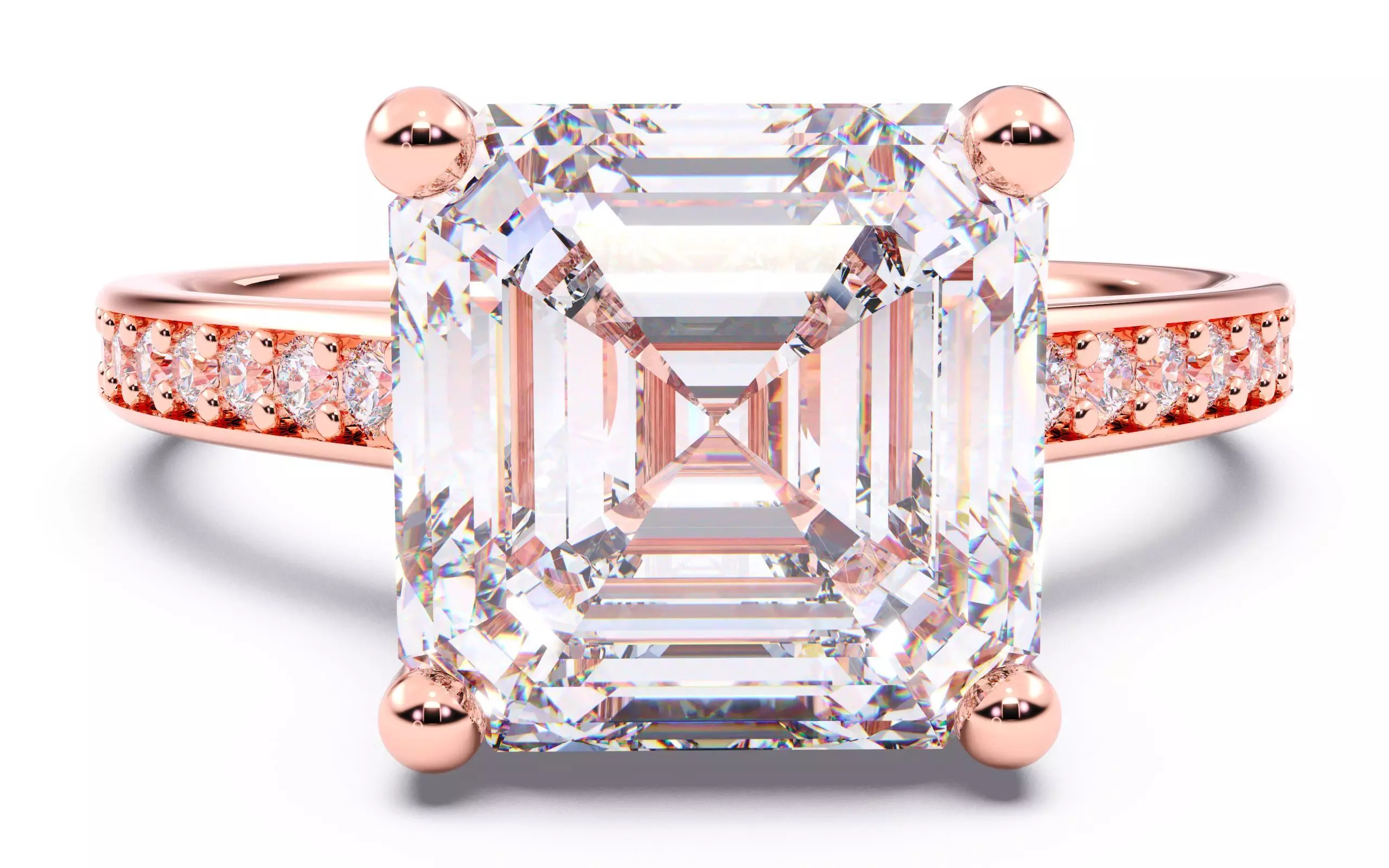 Asscher Diamond Channel Setting Solitaire Ring 3D print model