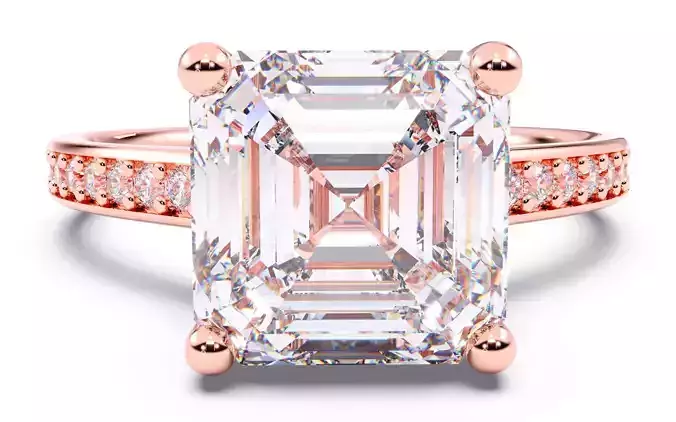 Asscher Diamond Channel Setting Solitaire Ring  3D print model