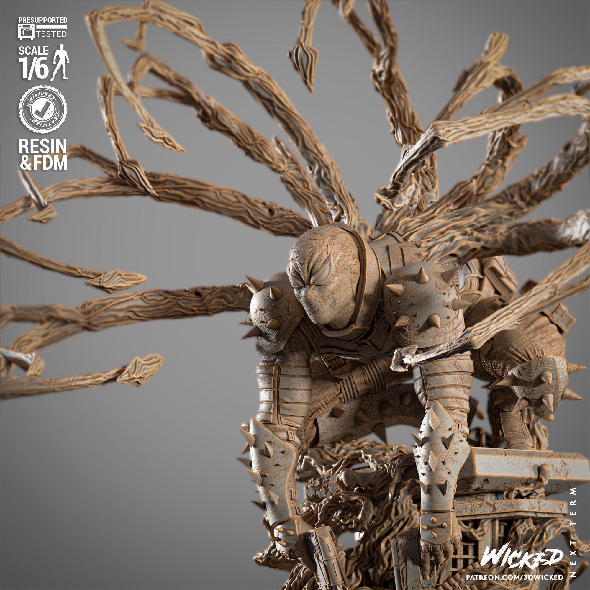 Wicked Marvel Agent Venom Sculpture 3D print model_33