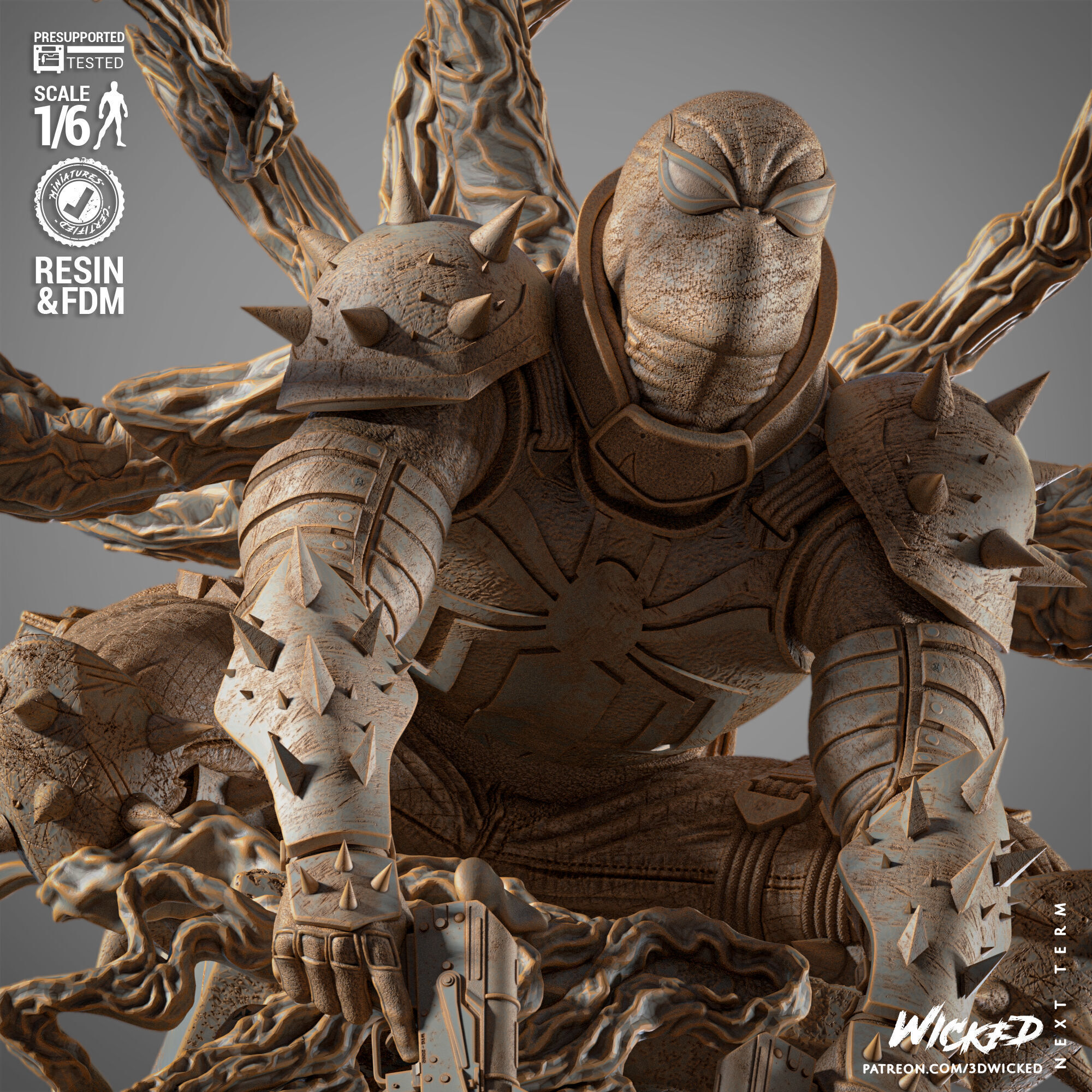 Wicked Marvel Agent Venom Sculpture 3D print model_38