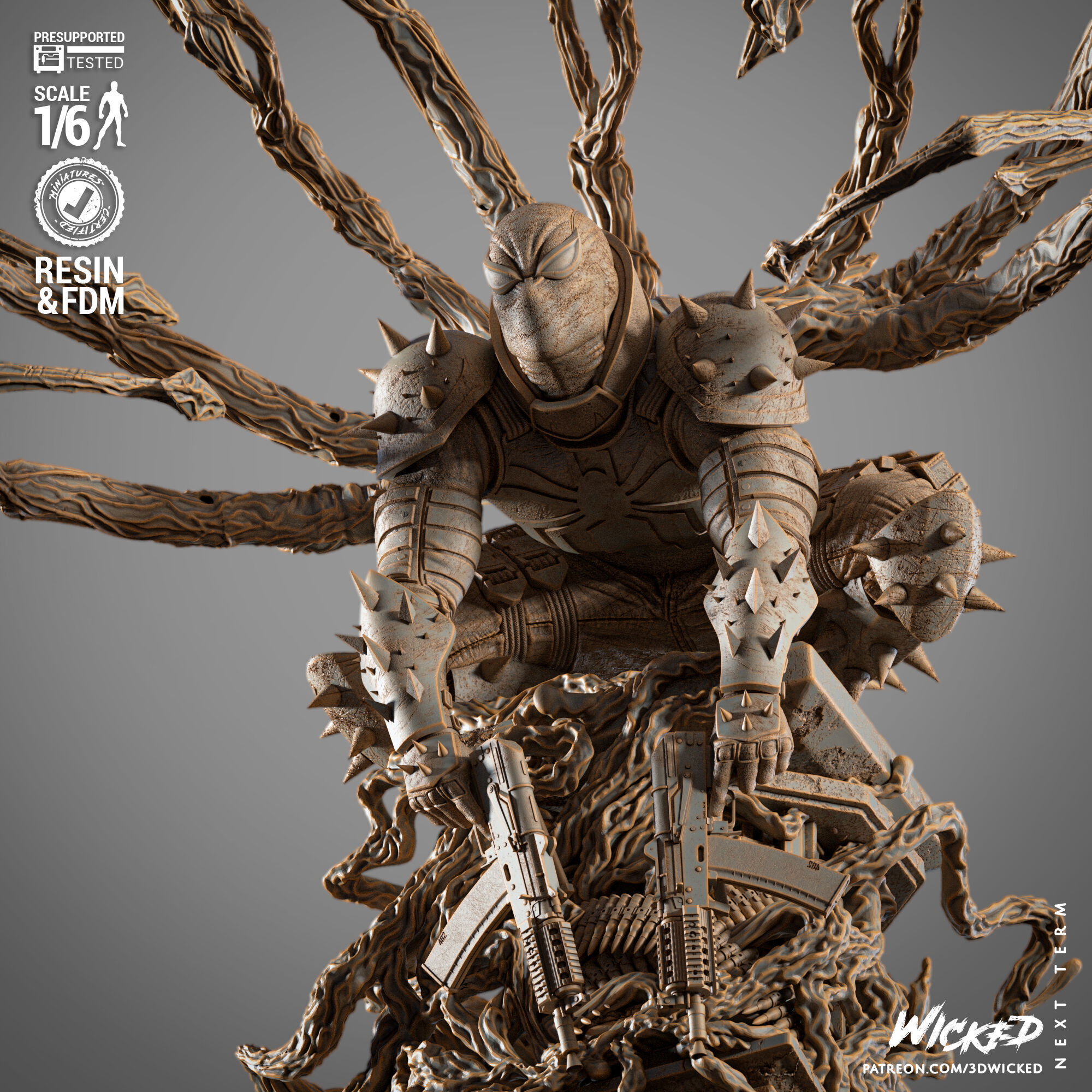 Wicked Marvel Agent Venom Sculpture 3D print model_36