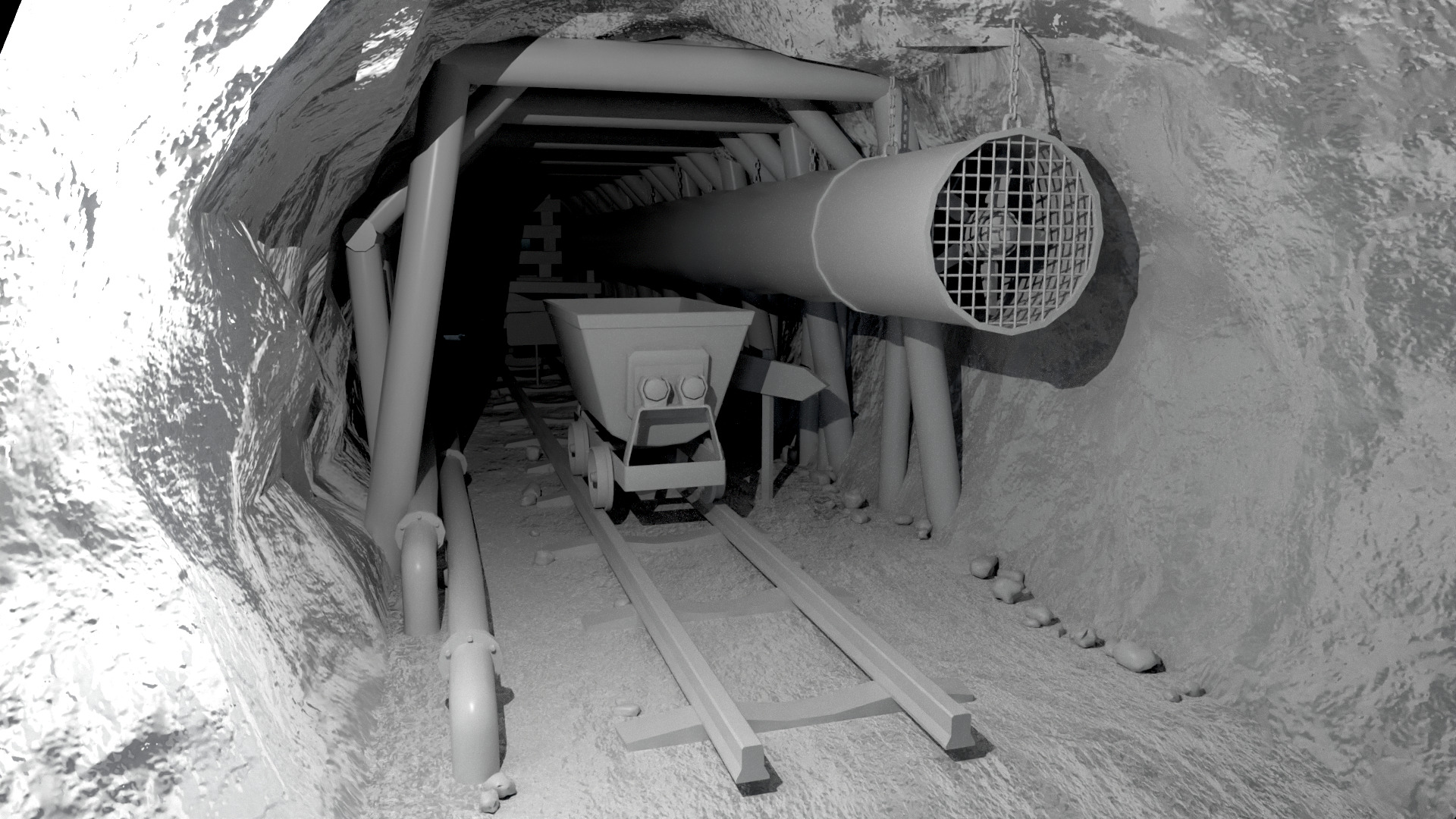 Modular Underground Mine Tunnels PBR Low Poly Low-poly 3D model_24