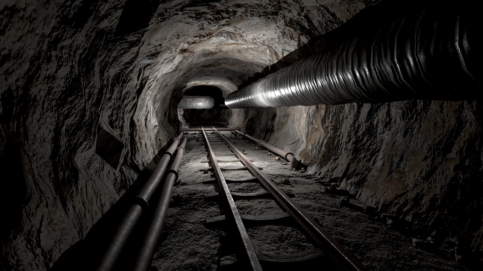 Modular Underground Mine Tunnels PBR Low Poly Low-poly 3D model_35