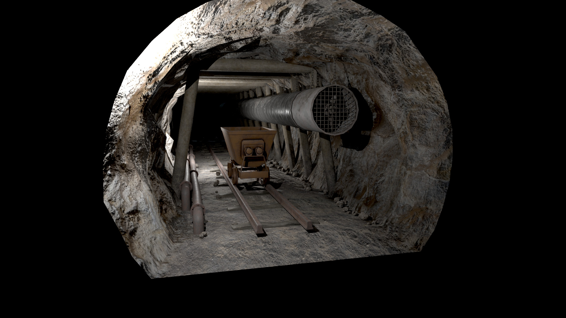 Modular Underground Mine Tunnels PBR Low Poly Low-poly 3D model_10