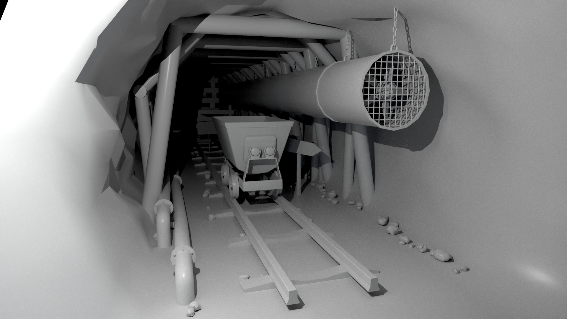 Modular Underground Mine Tunnels PBR Low Poly Low-poly 3D model_23