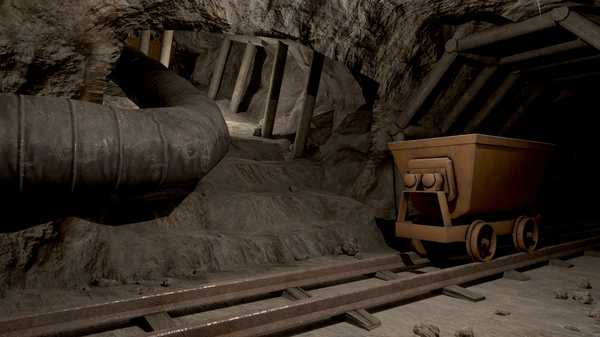 Modular Underground Mine Tunnels PBR Low Poly Low-poly 3D model_28