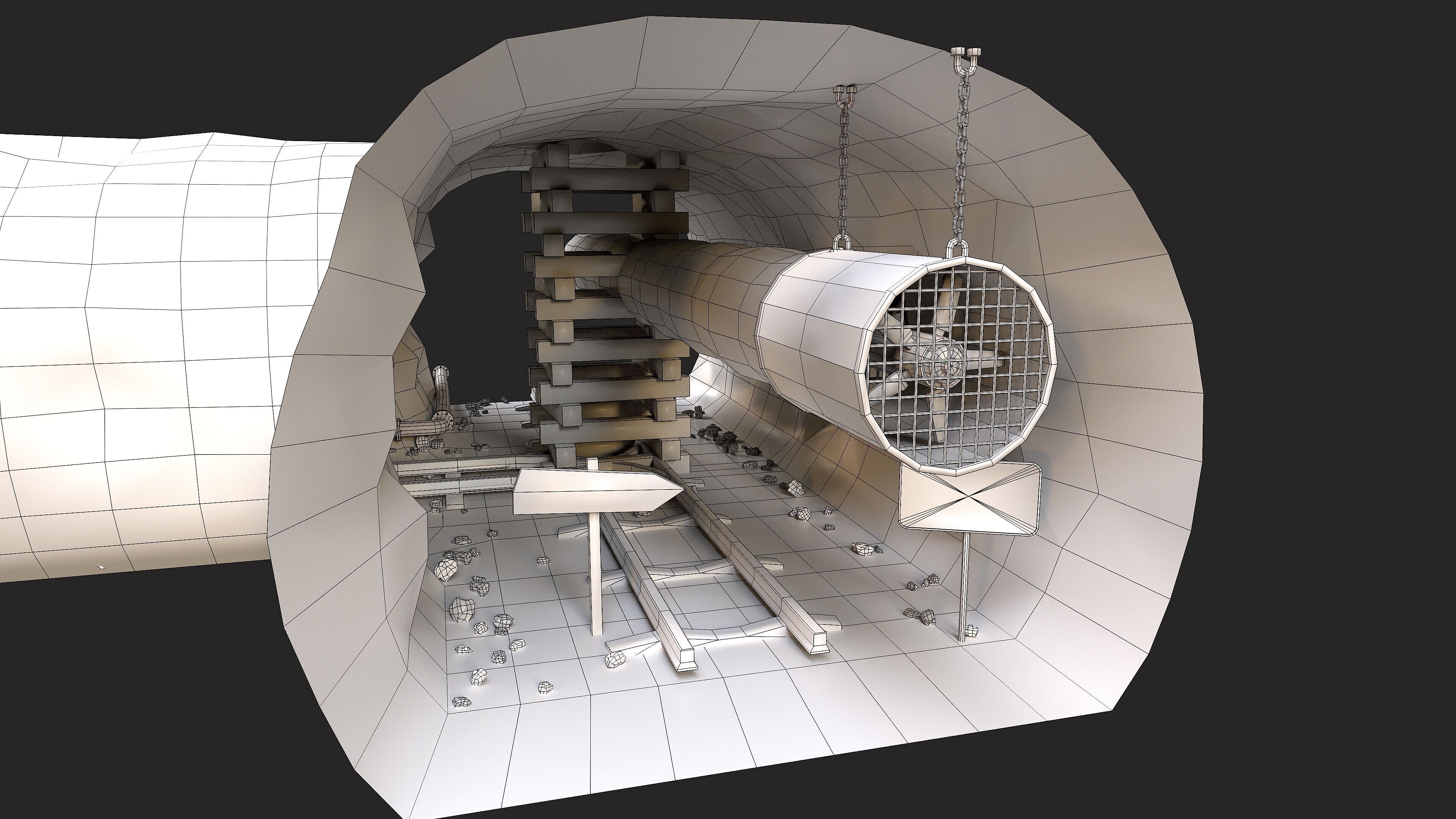 Modular Underground Mine Tunnels PBR Low Poly Low-poly 3D model_39