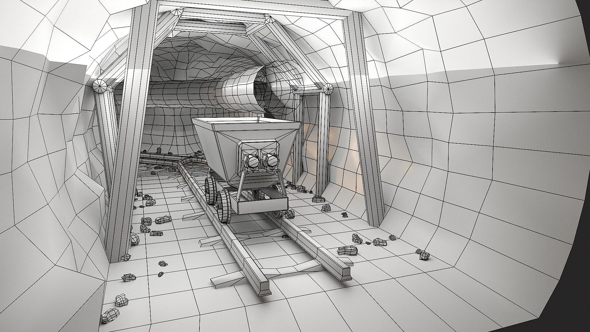 Modular Underground Mine Tunnels PBR Low Poly Low-poly 3D model_38