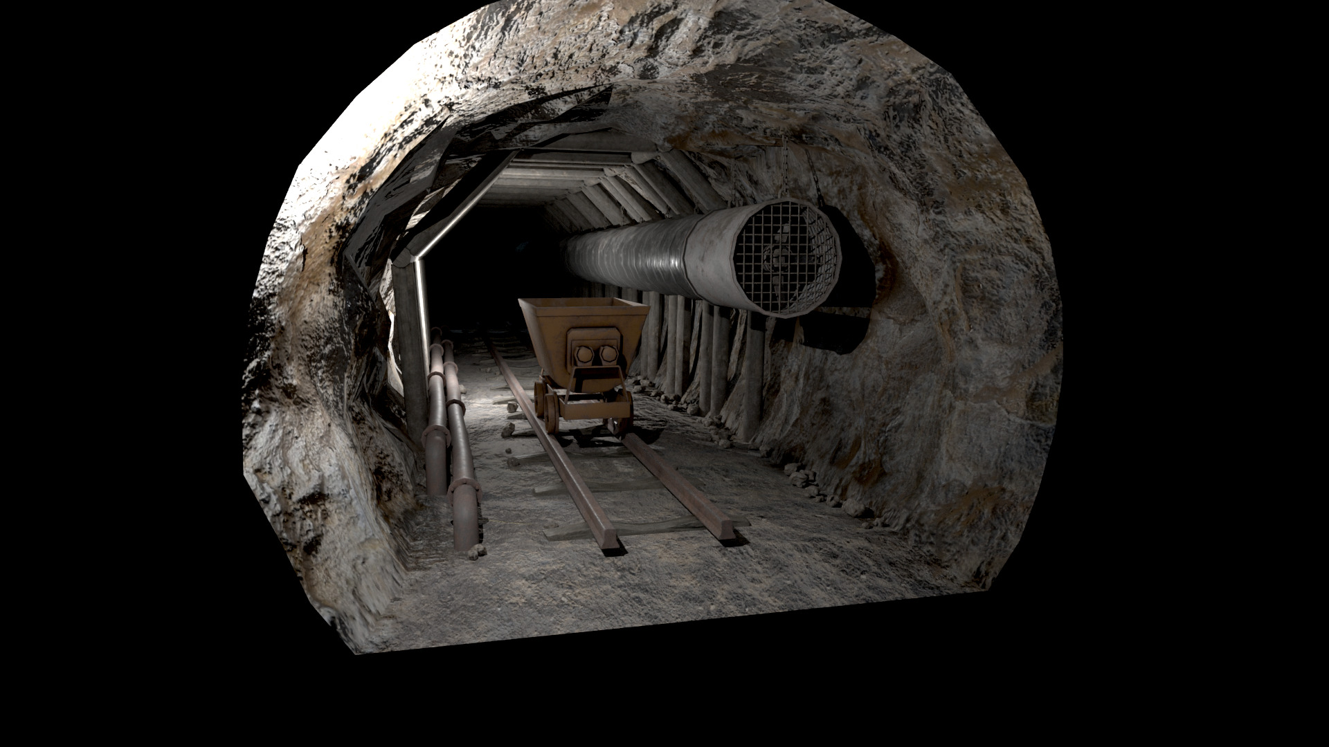 Modular Underground Mine Tunnels PBR Low Poly Low-poly 3D model_11