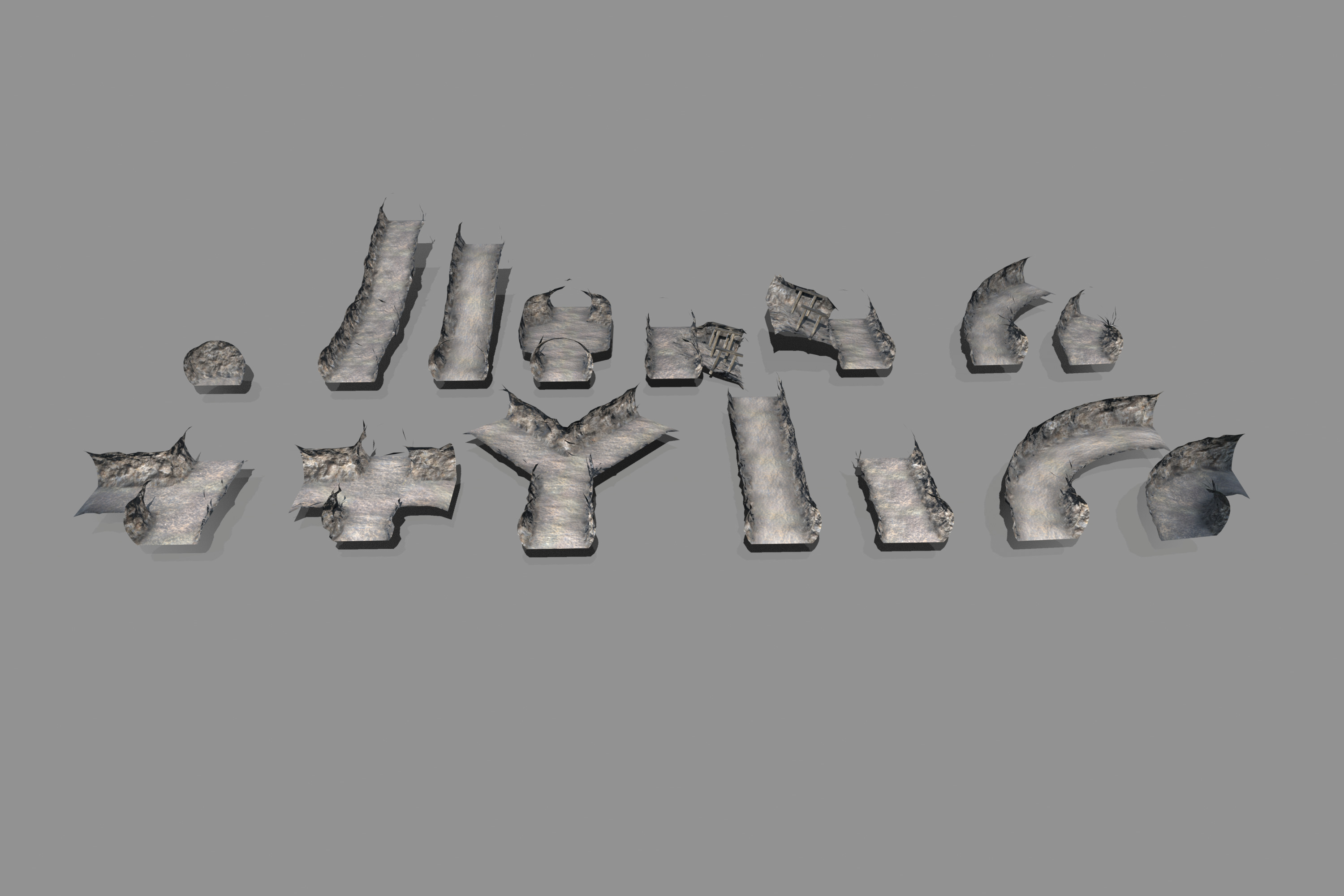 Modular Underground Mine Tunnels PBR Low Poly Low-poly 3D model_2