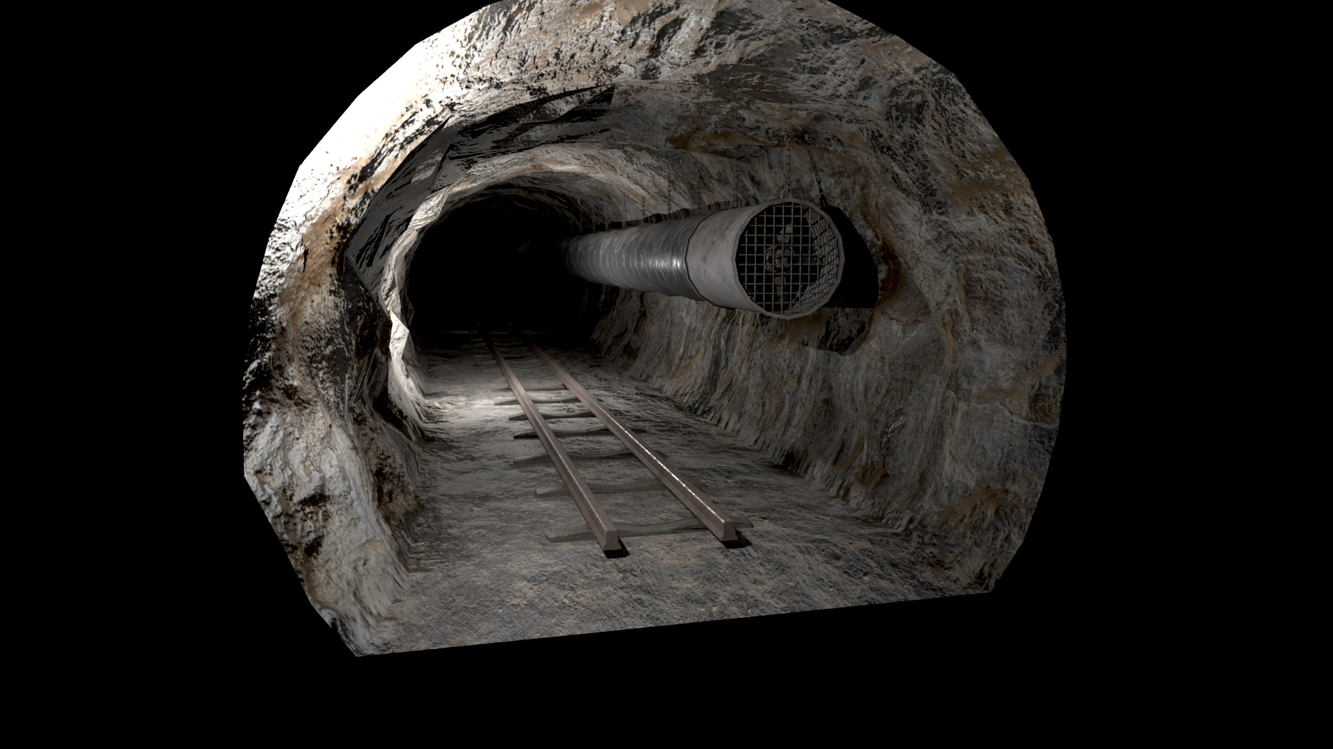 Modular Underground Mine Tunnels PBR Low Poly Low-poly 3D model_6