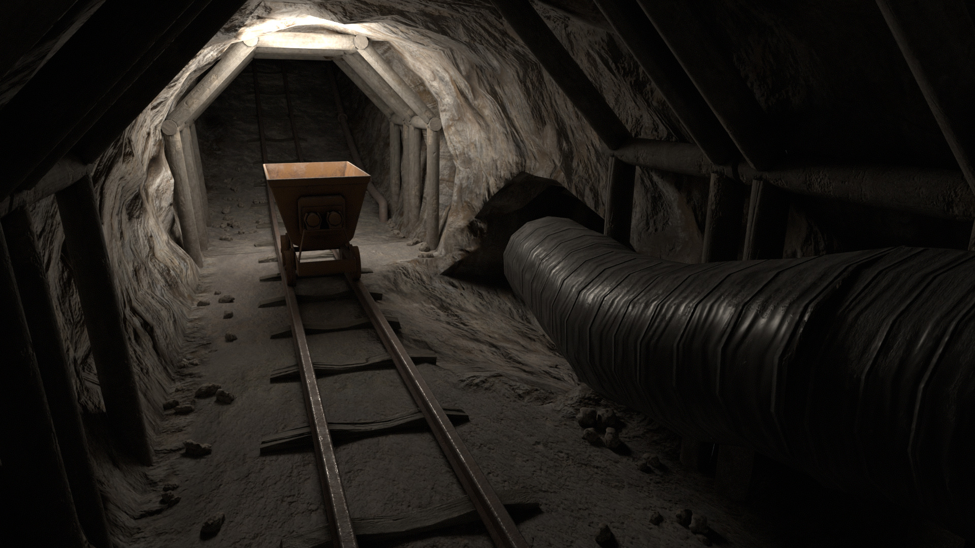 Modular Underground Mine Tunnels PBR Low Poly Low-poly 3D model_30