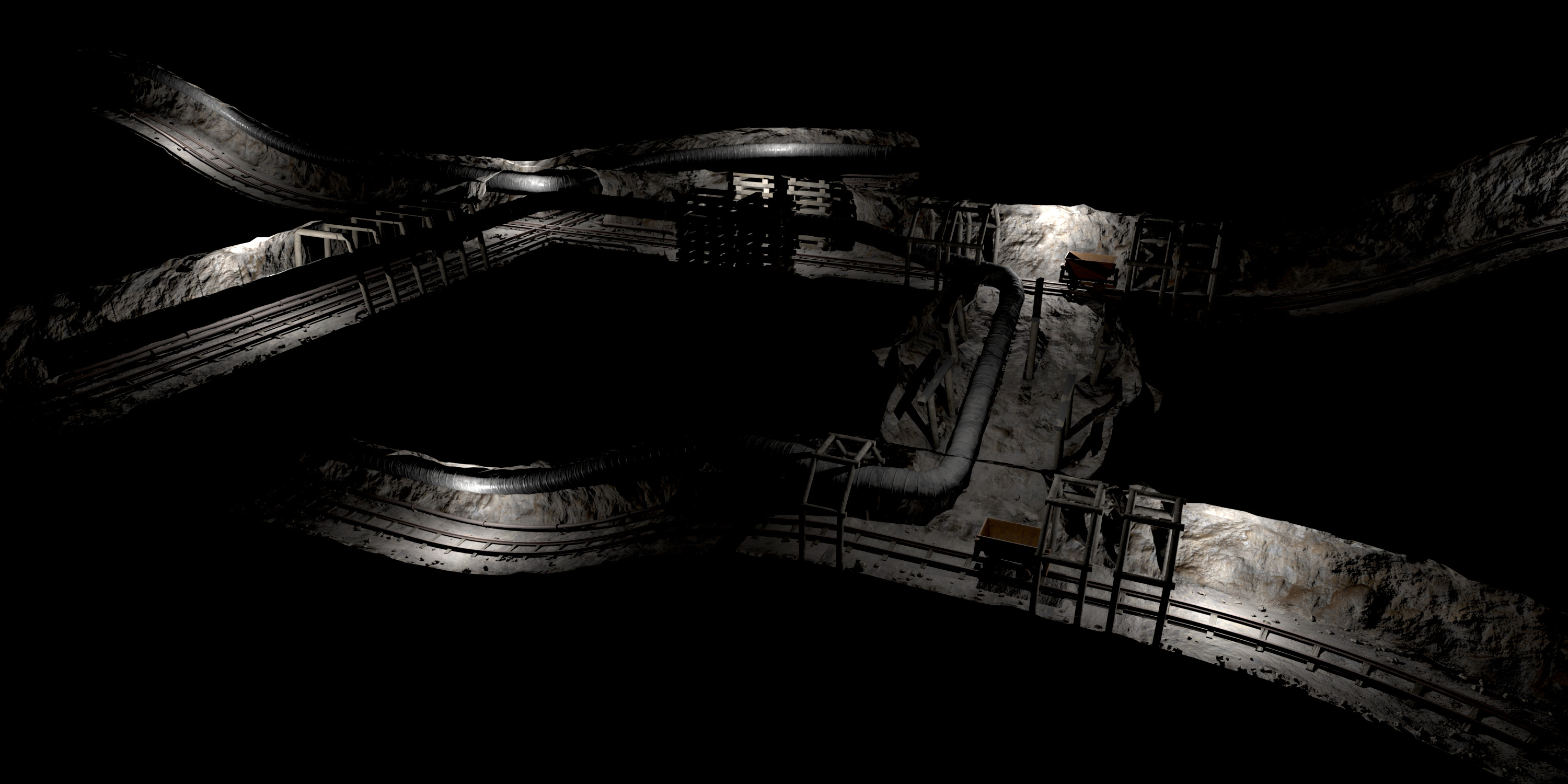 Modular Underground Mine Tunnels PBR Low Poly Low-poly 3D model_1