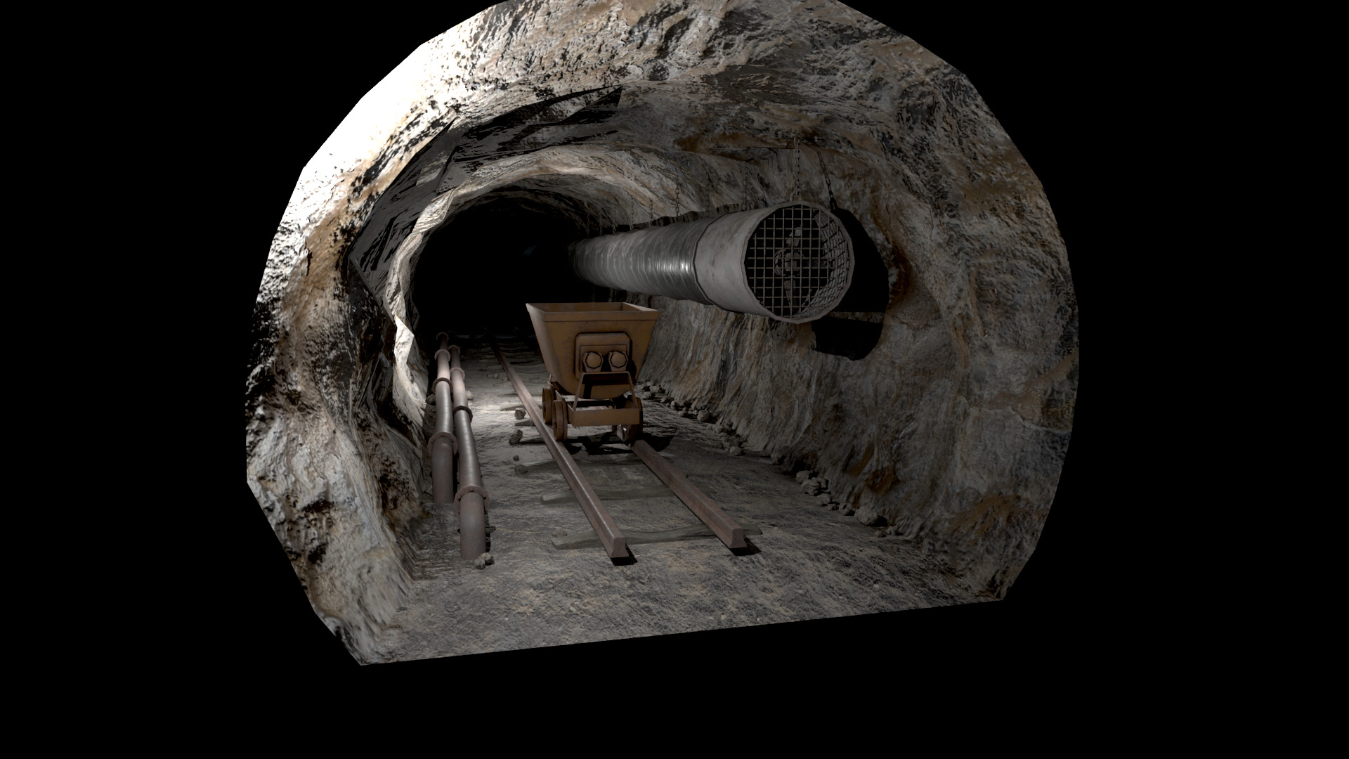 Modular Underground Mine Tunnels PBR Low Poly Low-poly 3D model_9
