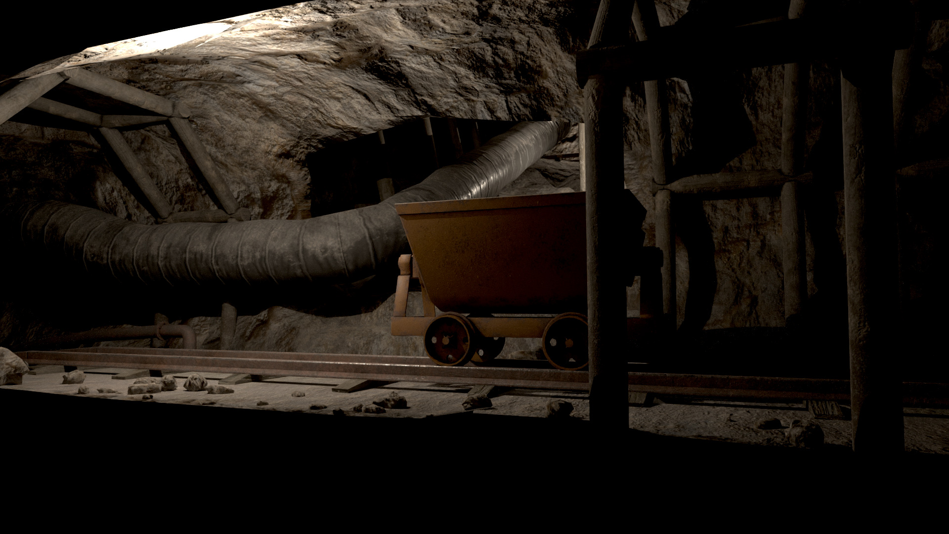 Modular Underground Mine Tunnels PBR Low Poly Low-poly 3D model_17